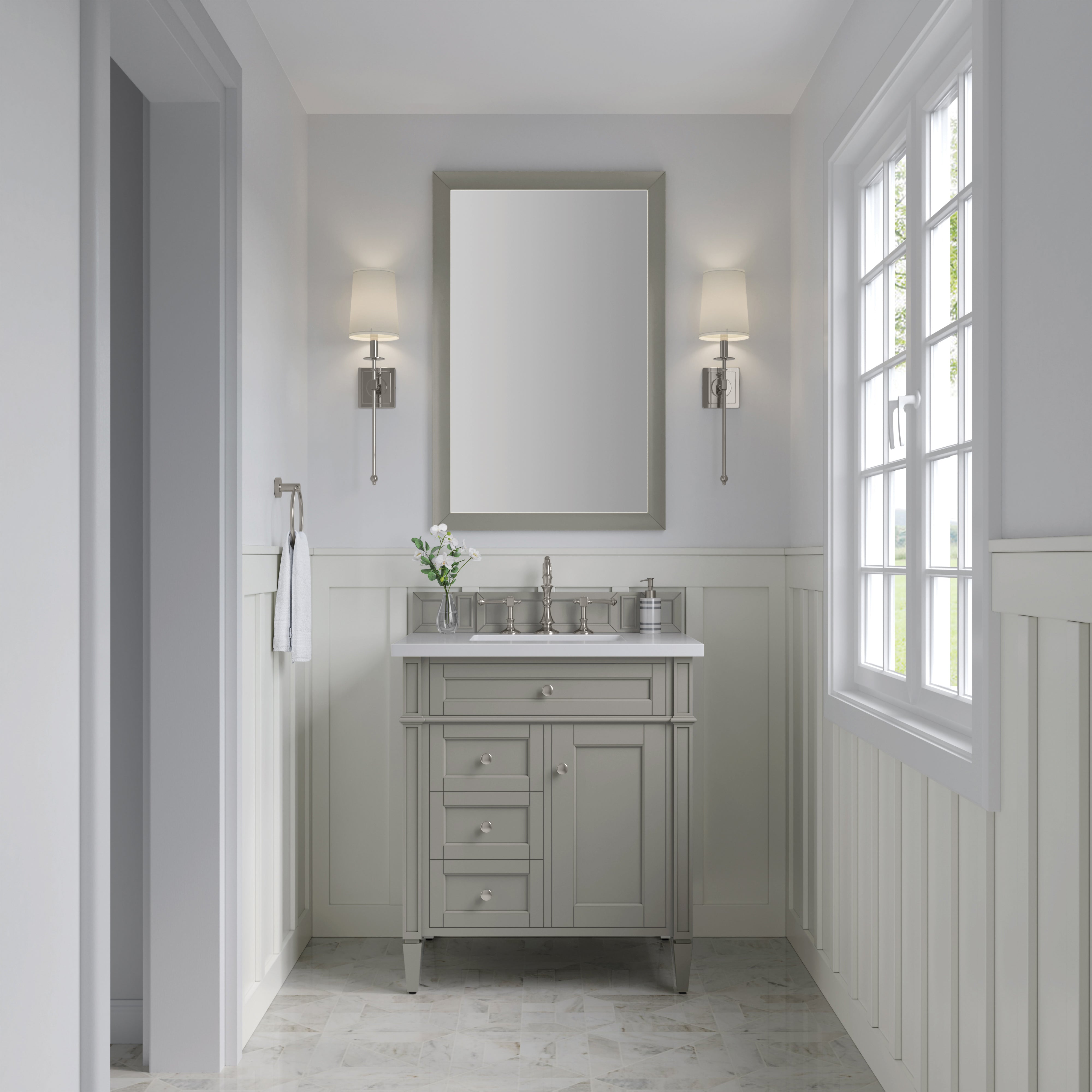 James Martin Brittany 30" Single Vanity in Urban Gray with 3cm Countertop