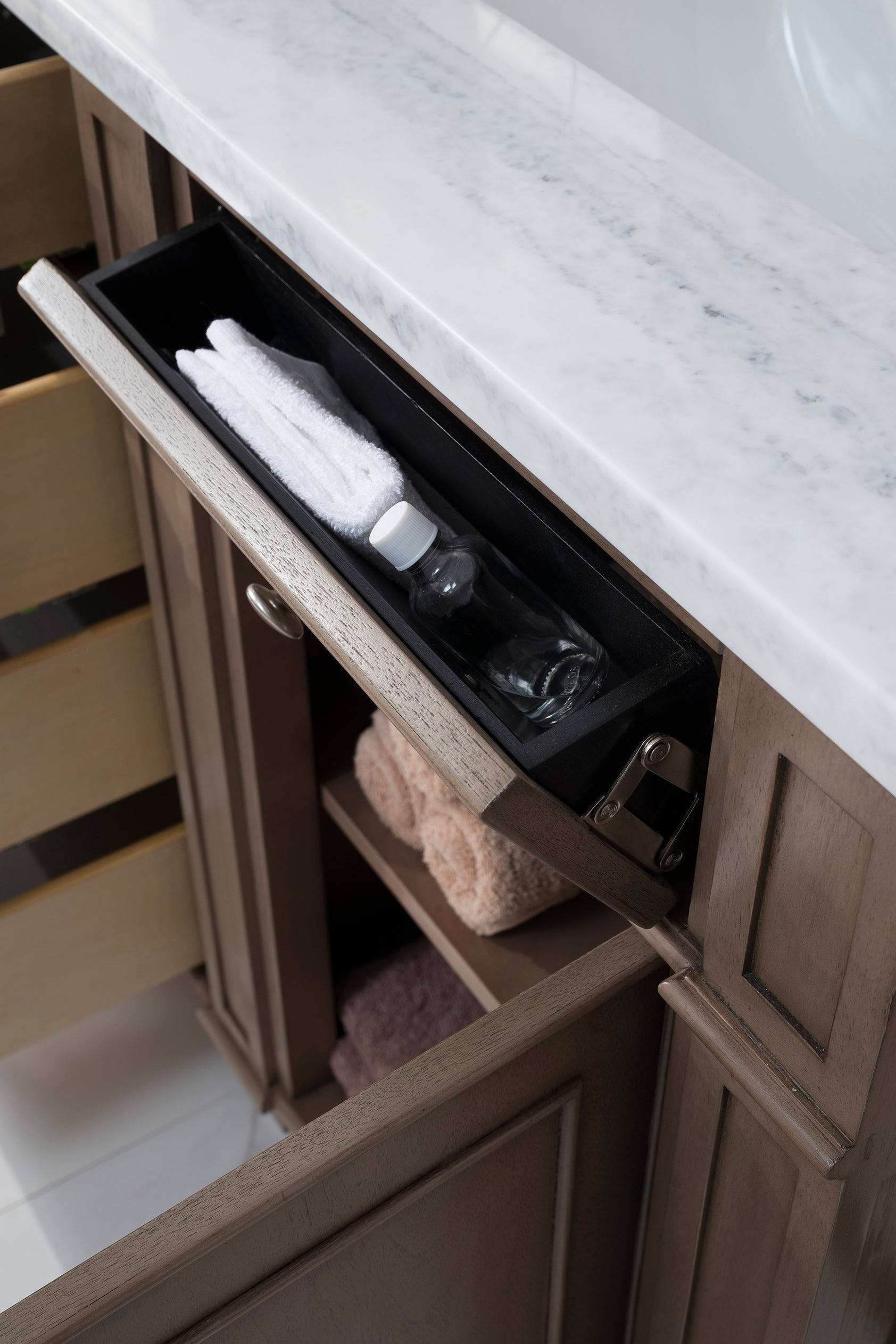 James Martin Bristol 60" Double Vanity in Whitewashed Walnut with 3cm Countertop