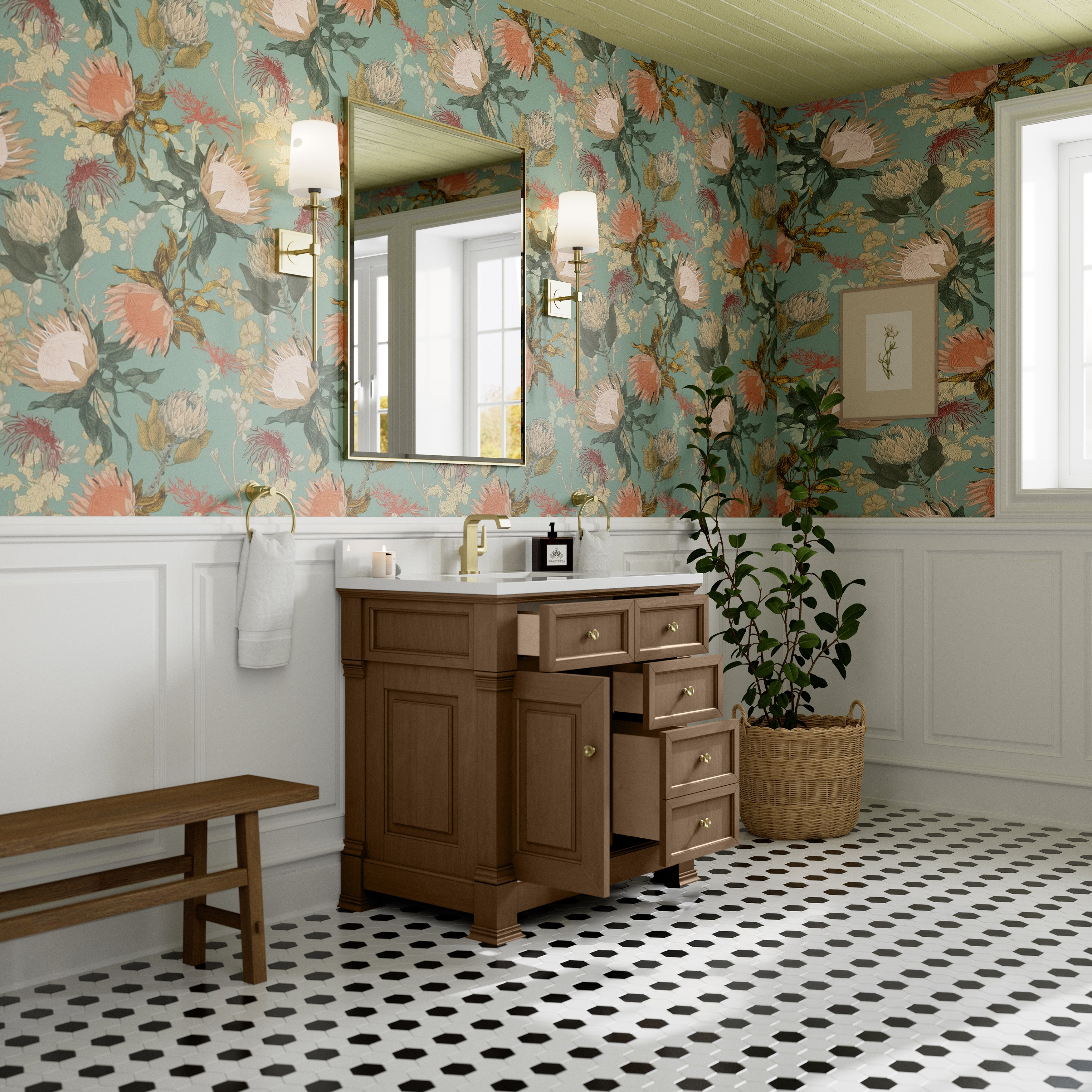 James Martin Brookfield 36" Single Vanity in Pecan with 3cm Countertop