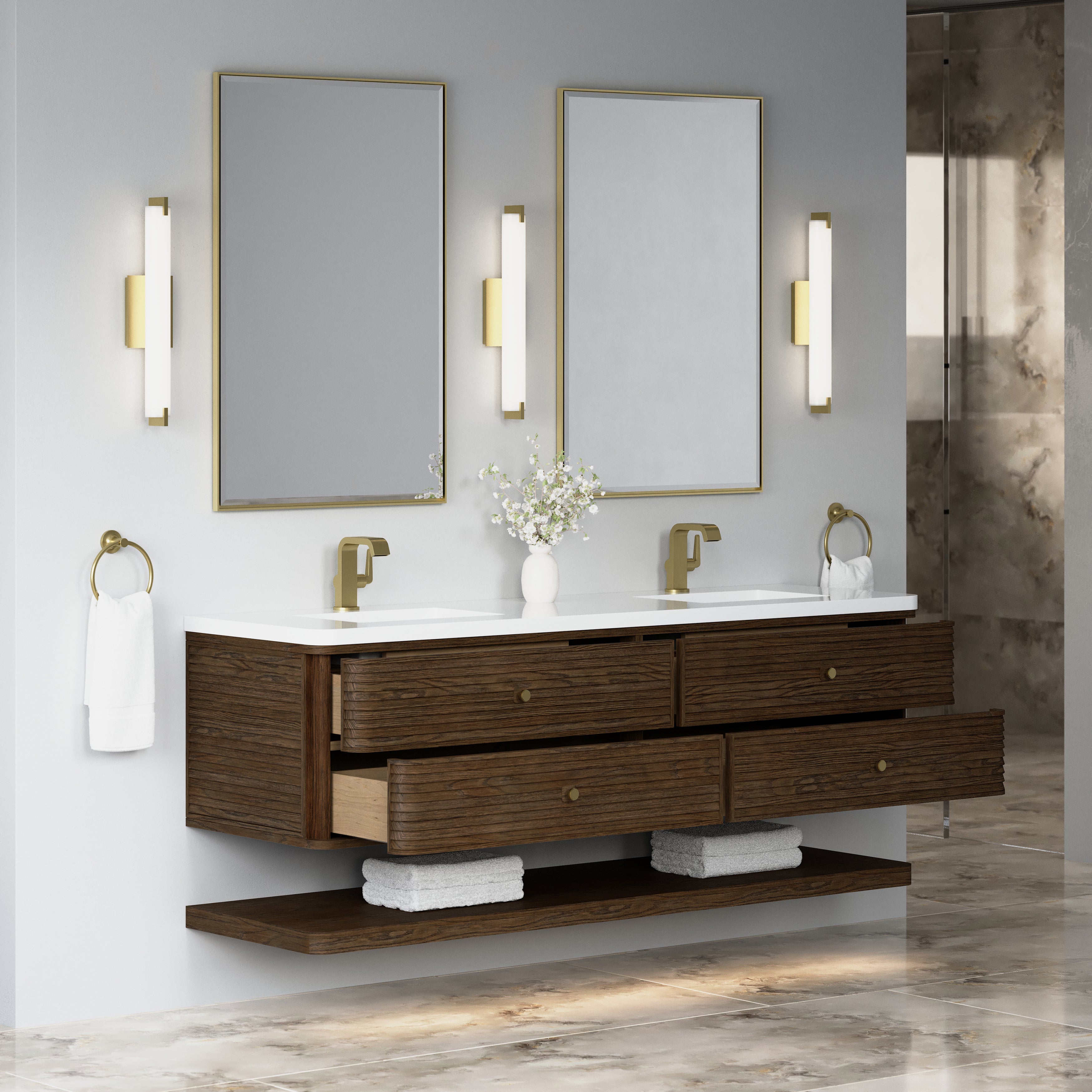 James Martin Allamari 72" Double Vanity in Sable with 3cm Countertop