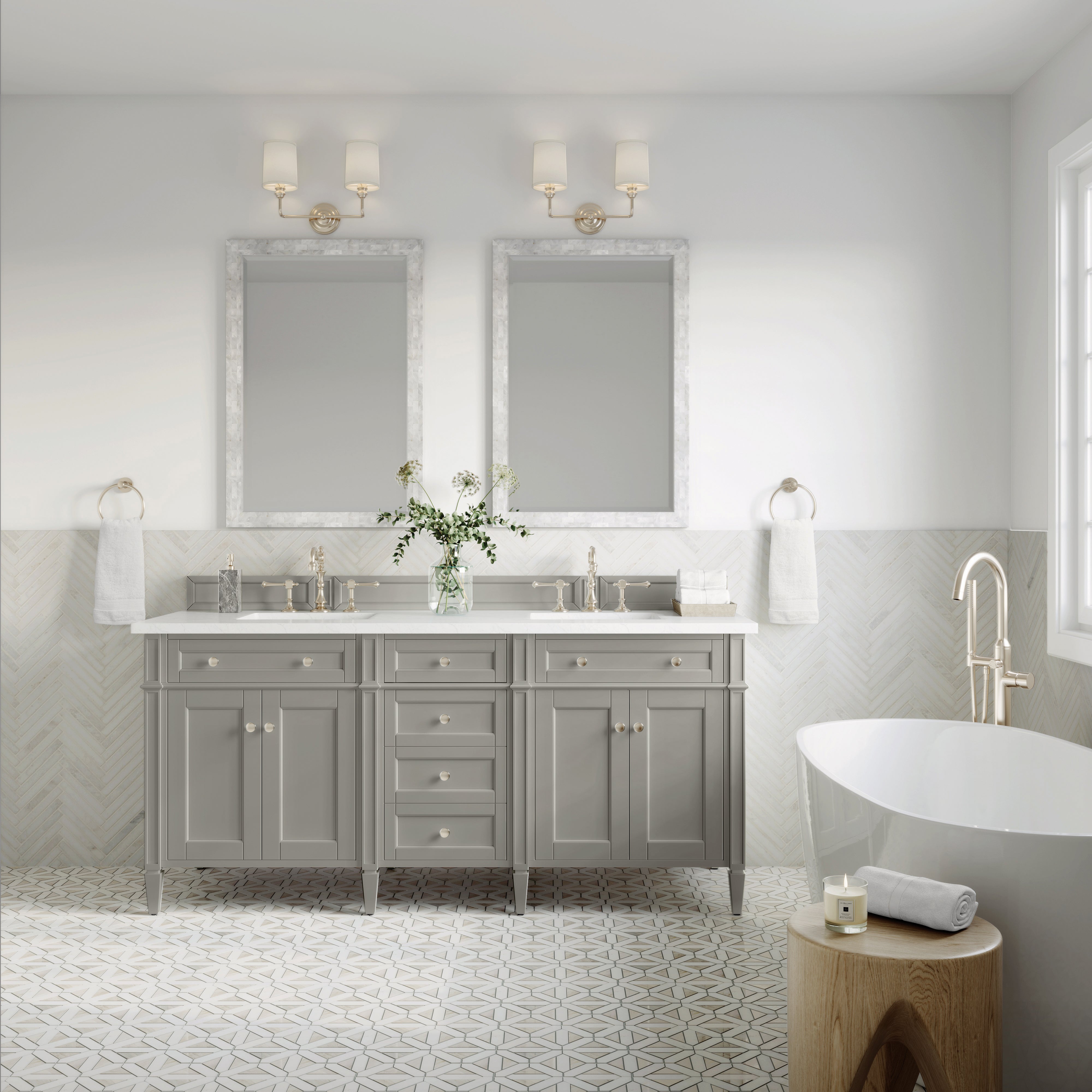 James Martin Brittany 72" Double Vanity in Urban Gray with 3cm Countertop