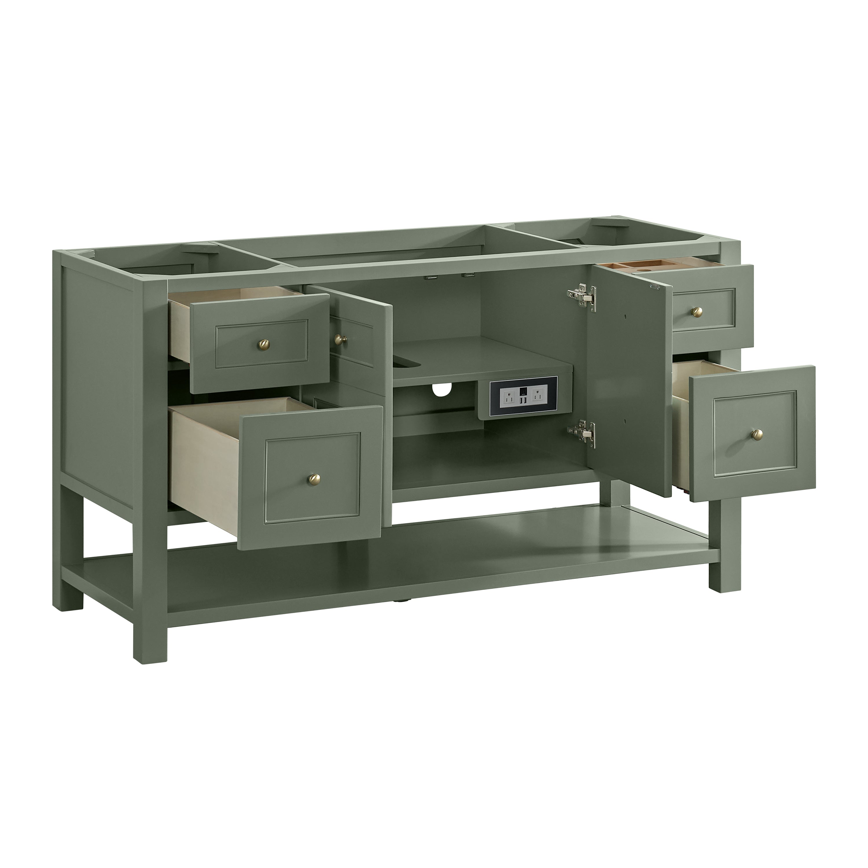 James Martin Breckenridge 60" Single Vanity in Smokey Celadon with 3cm Countertop and FreePower Wireless Charger
