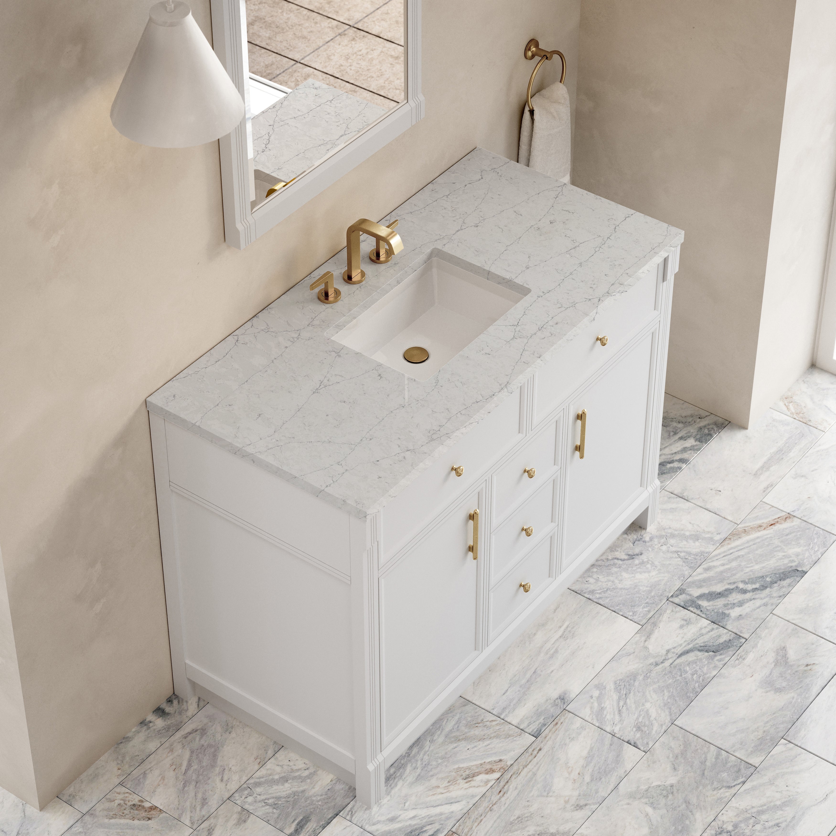 James Martin Bellshire 48" Single Vanity in Bright White with 3cm Countertop