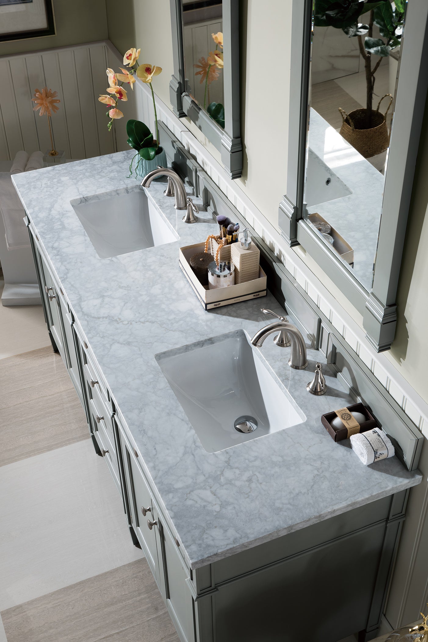 James Martin Brittany 72" Double Vanity in Urban Gray with 3cm Countertop