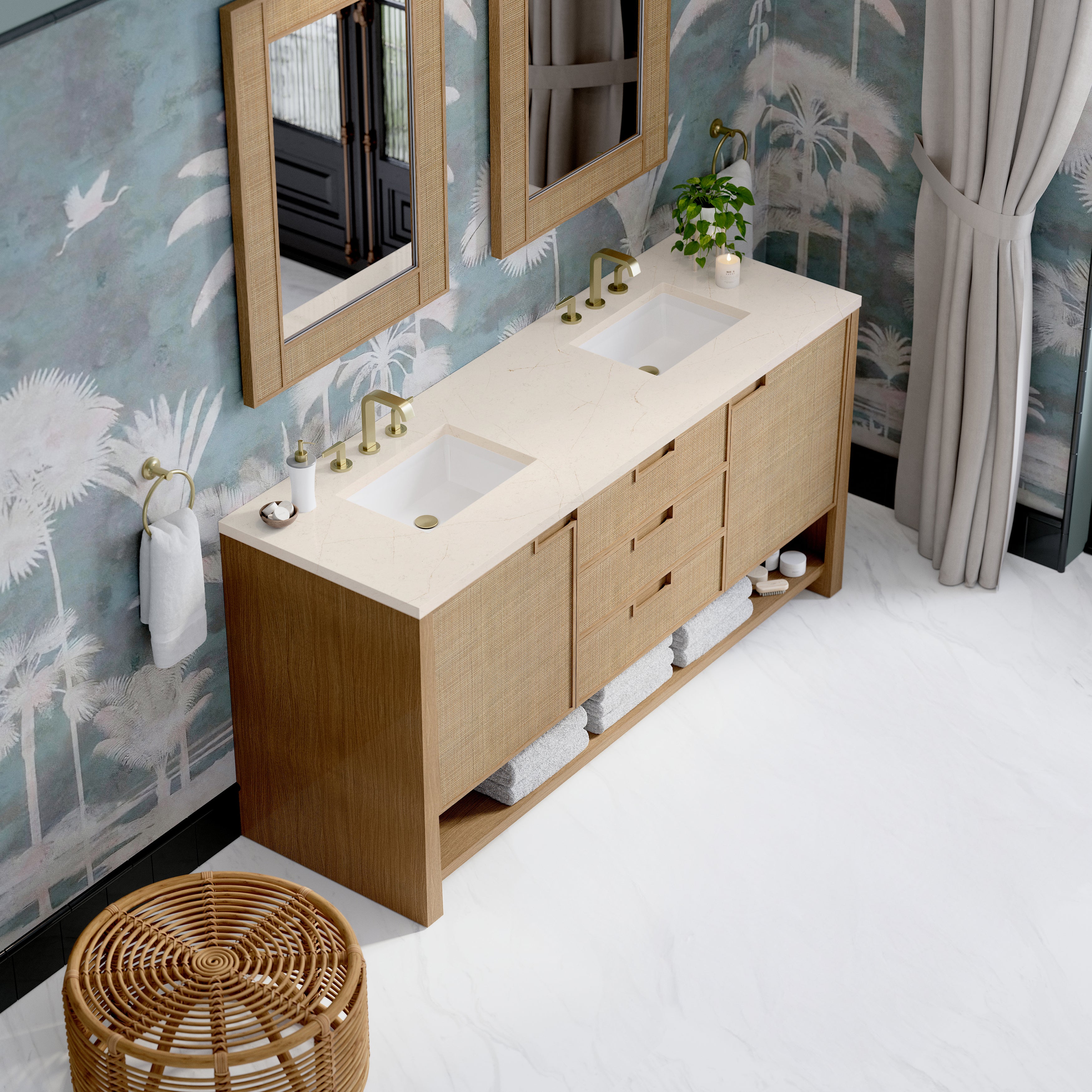 James Martin Solene 72" Double Vanity in Seaside Oak with 3cm Countertop