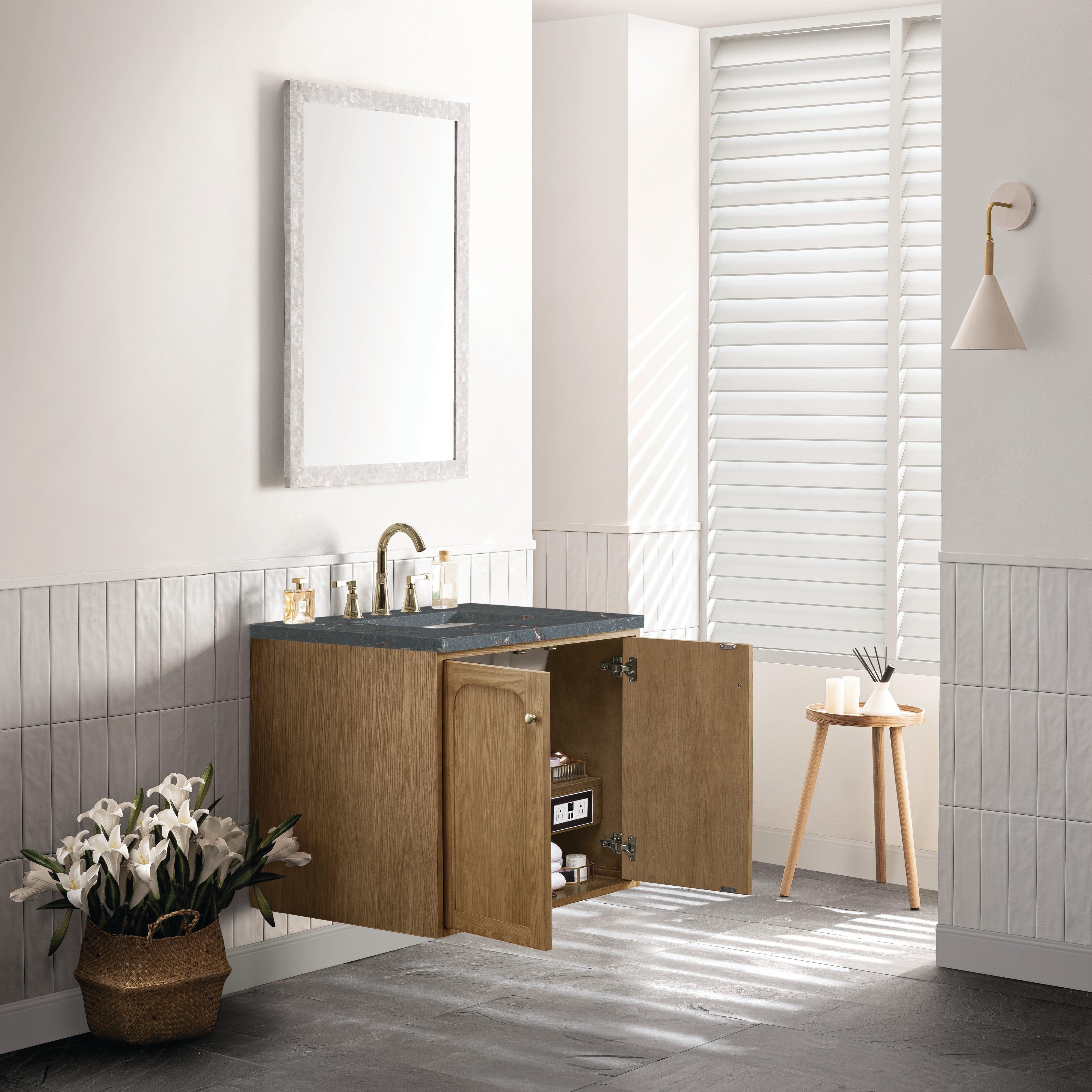 James Martin Laurent 30" Single Vanity in Light Natural Oak with 3cm Countertop