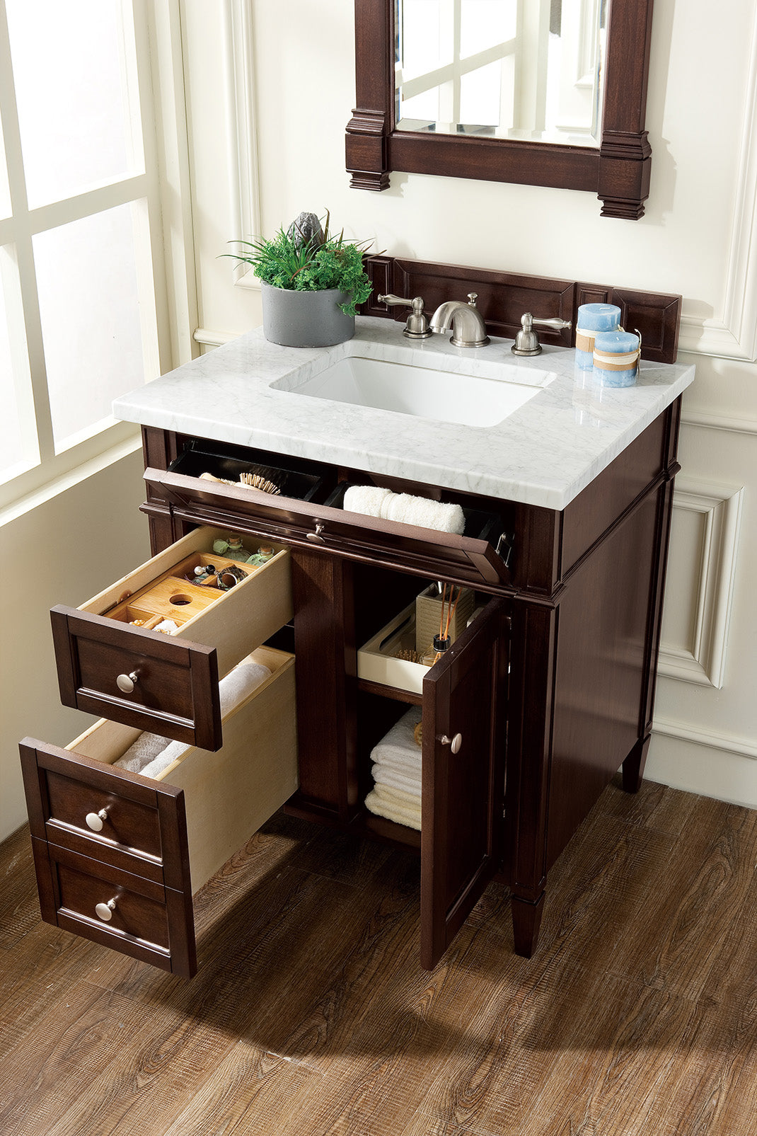 James Martin Brittany 30" Single Vanity in Burnished Mahogany with 3cm Countertop