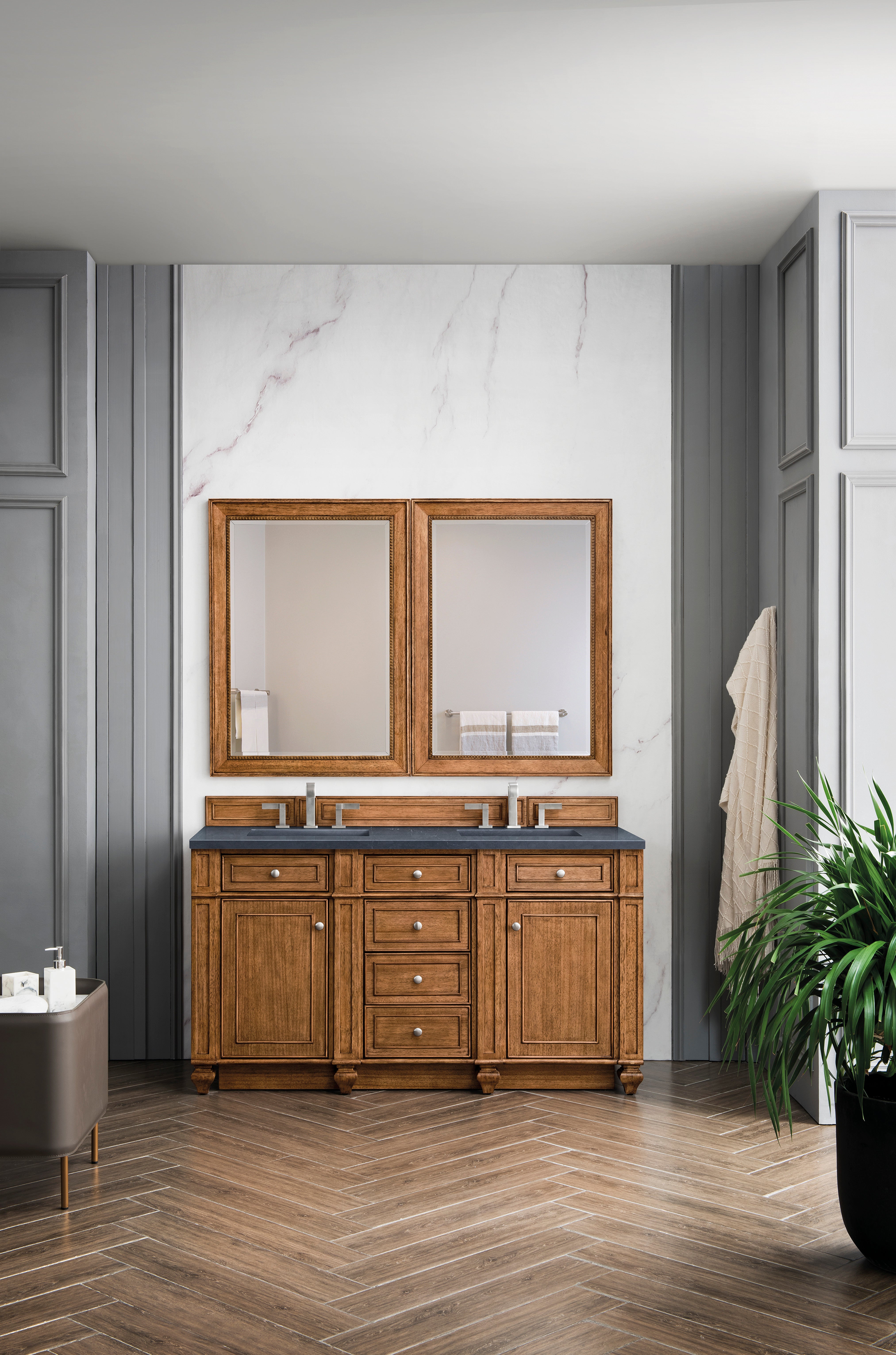 James Martin Bristol 60" Double Vanity in Saddle Brown with 3cm Countertop