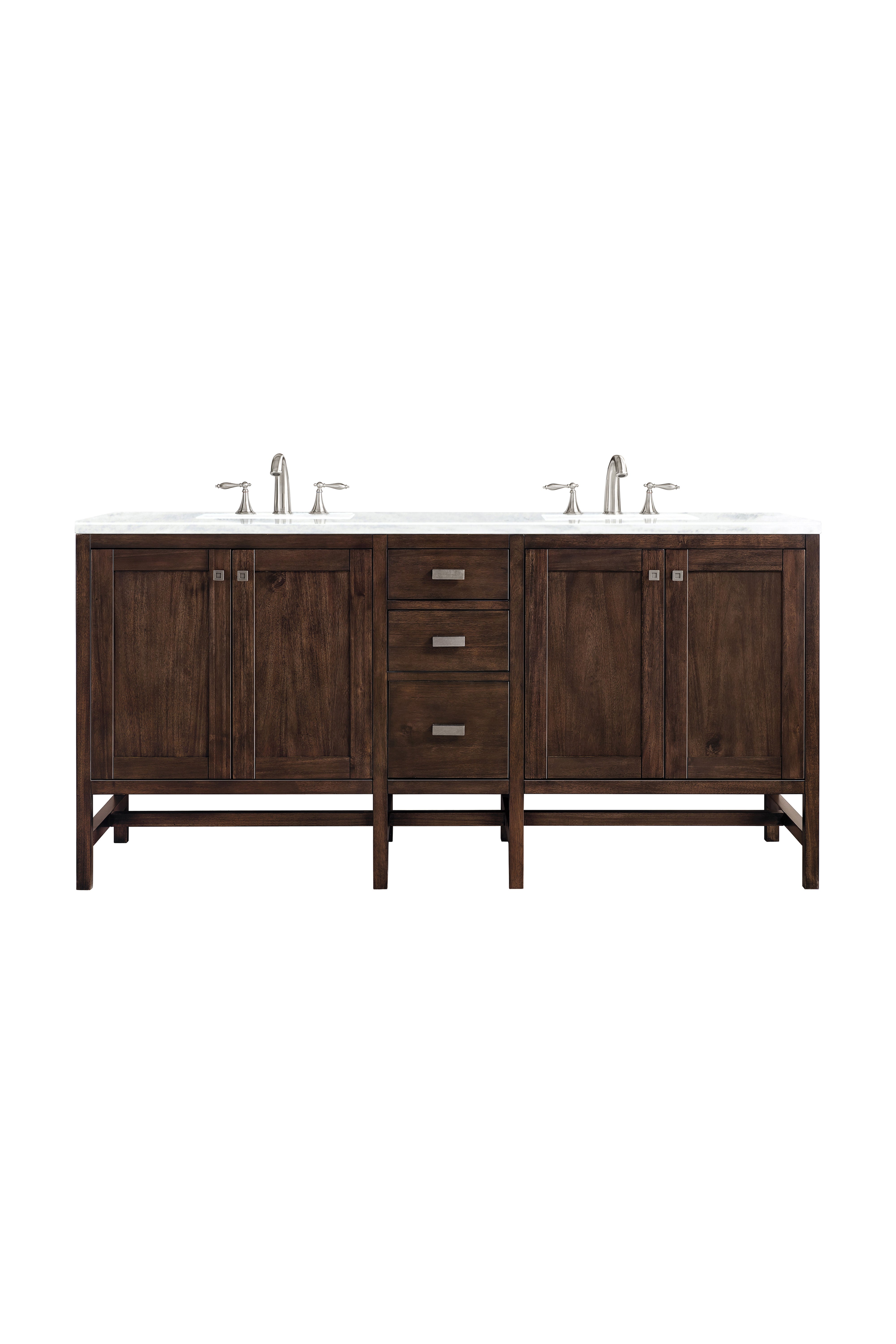 James Martin Addison 72" Double Vanity in Mid-Century Acacia with 3cm Countertop