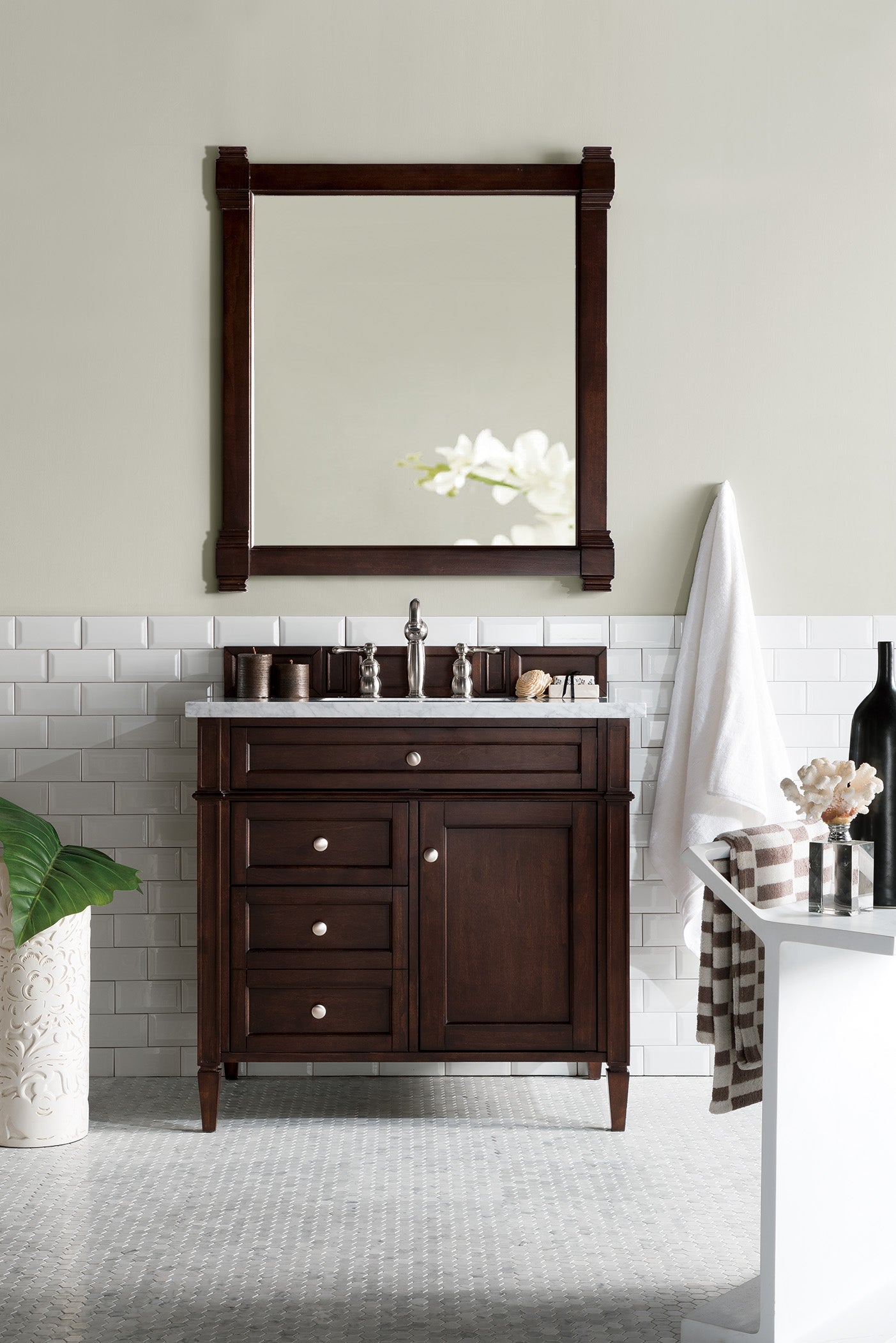 James Martin Brittany 36" Single Vanity in Burnished Mahogany with 3cm Countertop