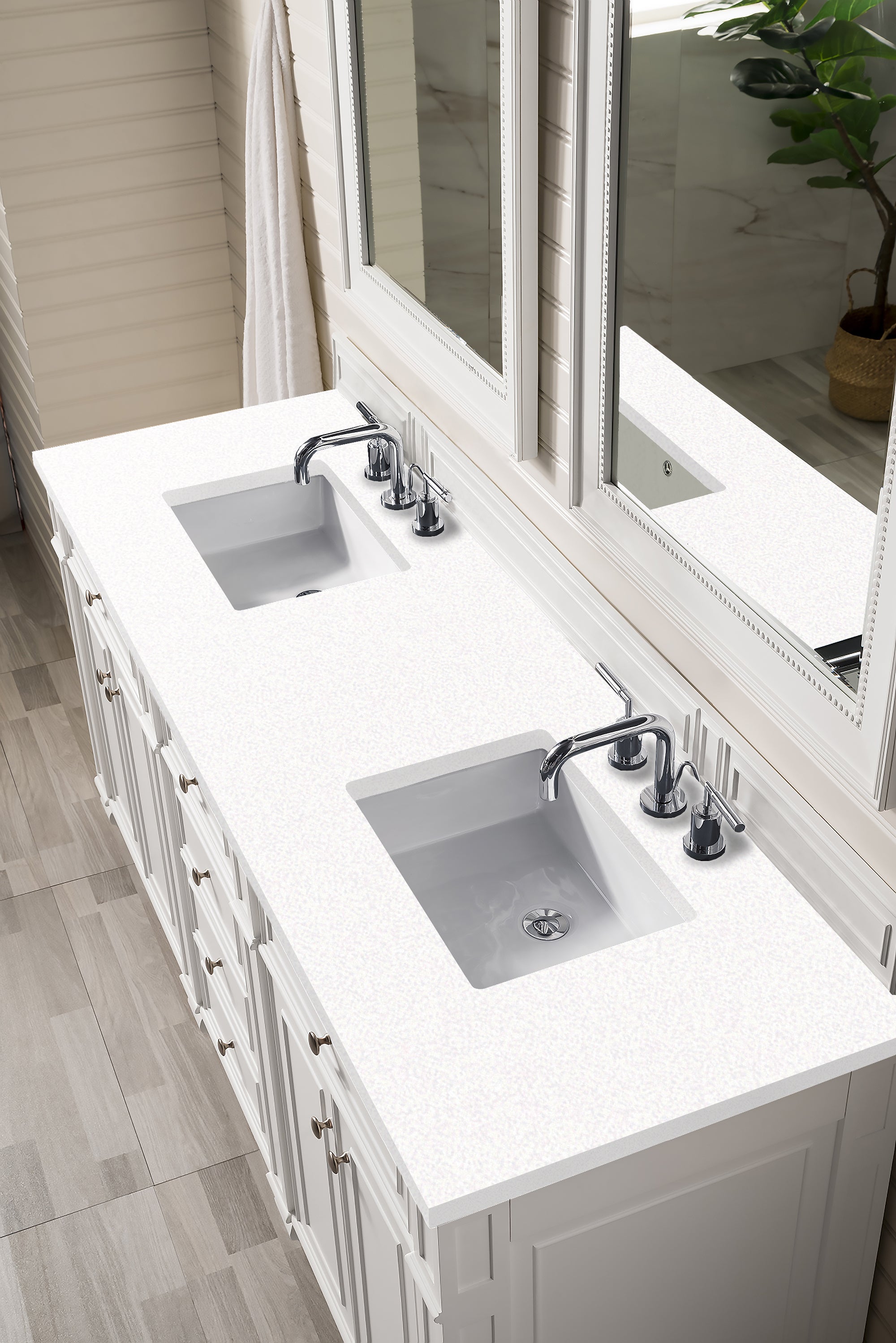 James Martin Bristol 72" Double Vanity in Bright White with 3cm Countertop
