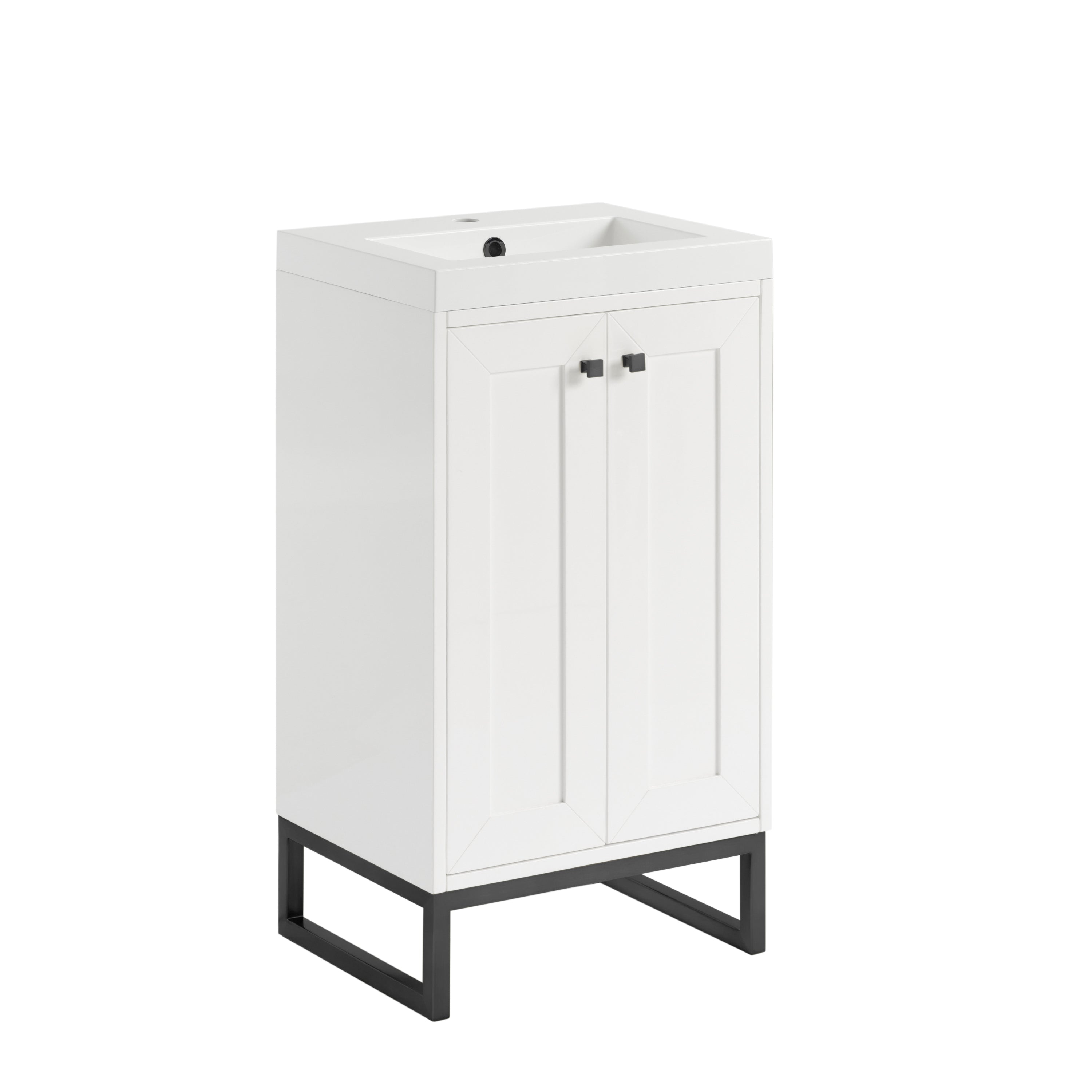 James Martin Chianti 20" Single Vanity in Glossy White with White Glossy Composite Stone Top
