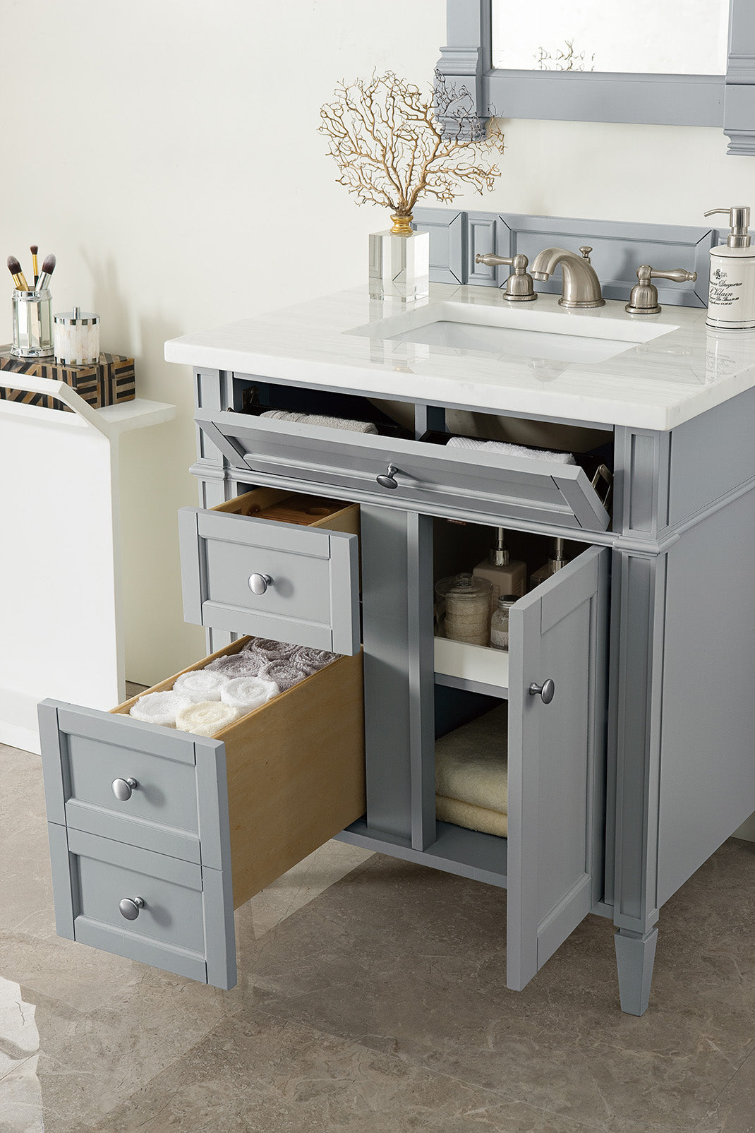 James Martin Brittany 30" Single Vanity in Urban Gray with 3cm Countertop