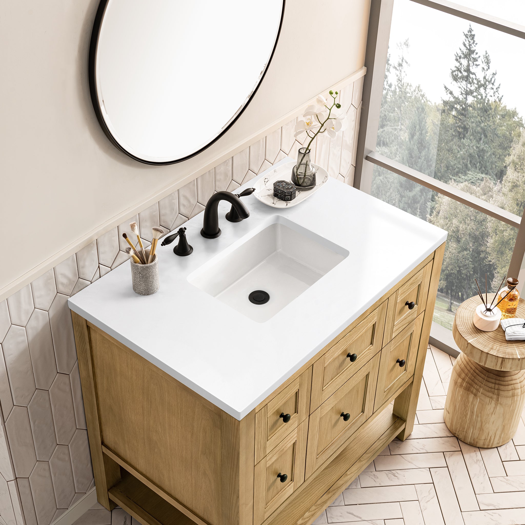 James Martin Breckenridge 36" Single Vanity in Light Natural Oak with 3cm Countertop