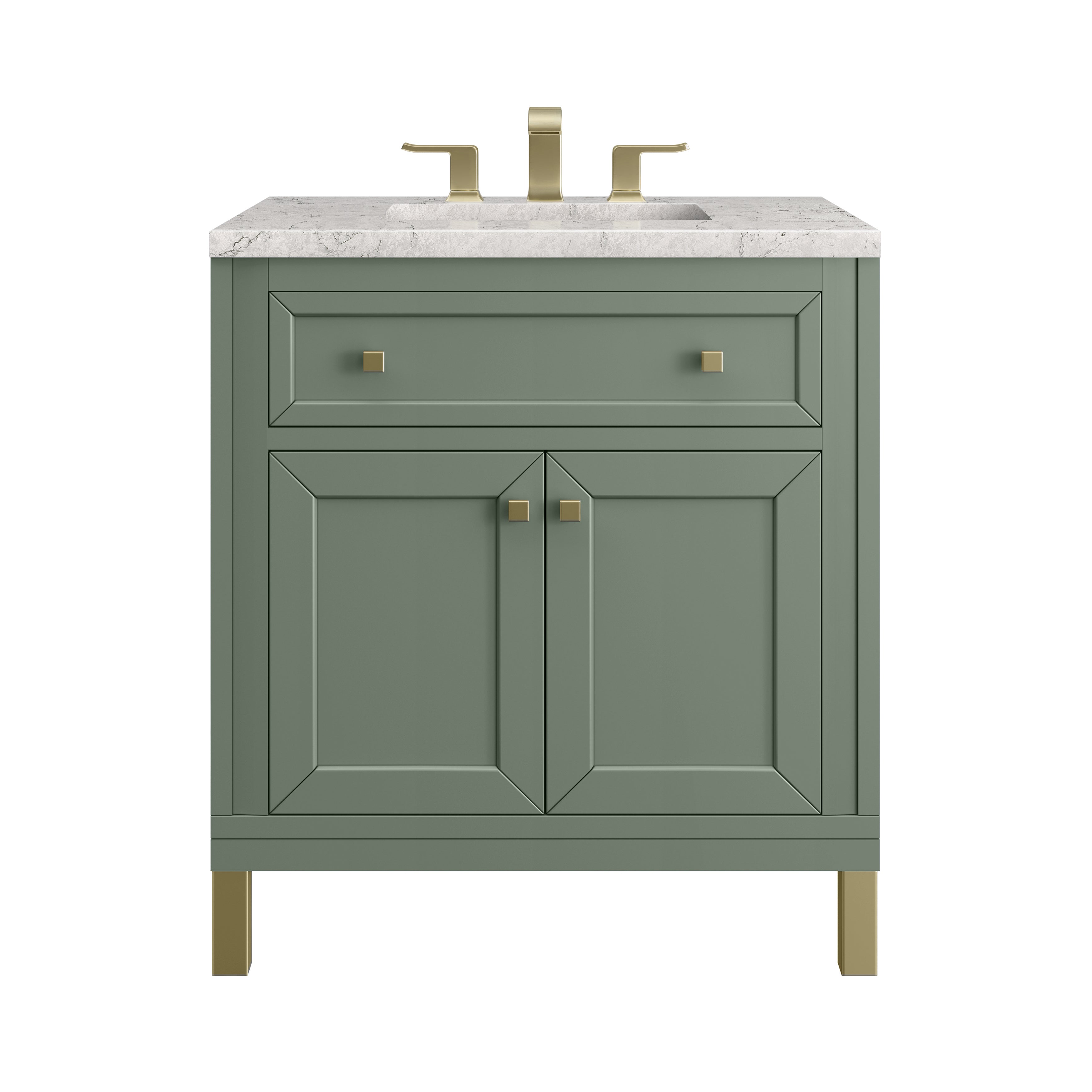 James Martin Chicago 30" Single Vanity in Smokey Celadon with 3cm Countertop