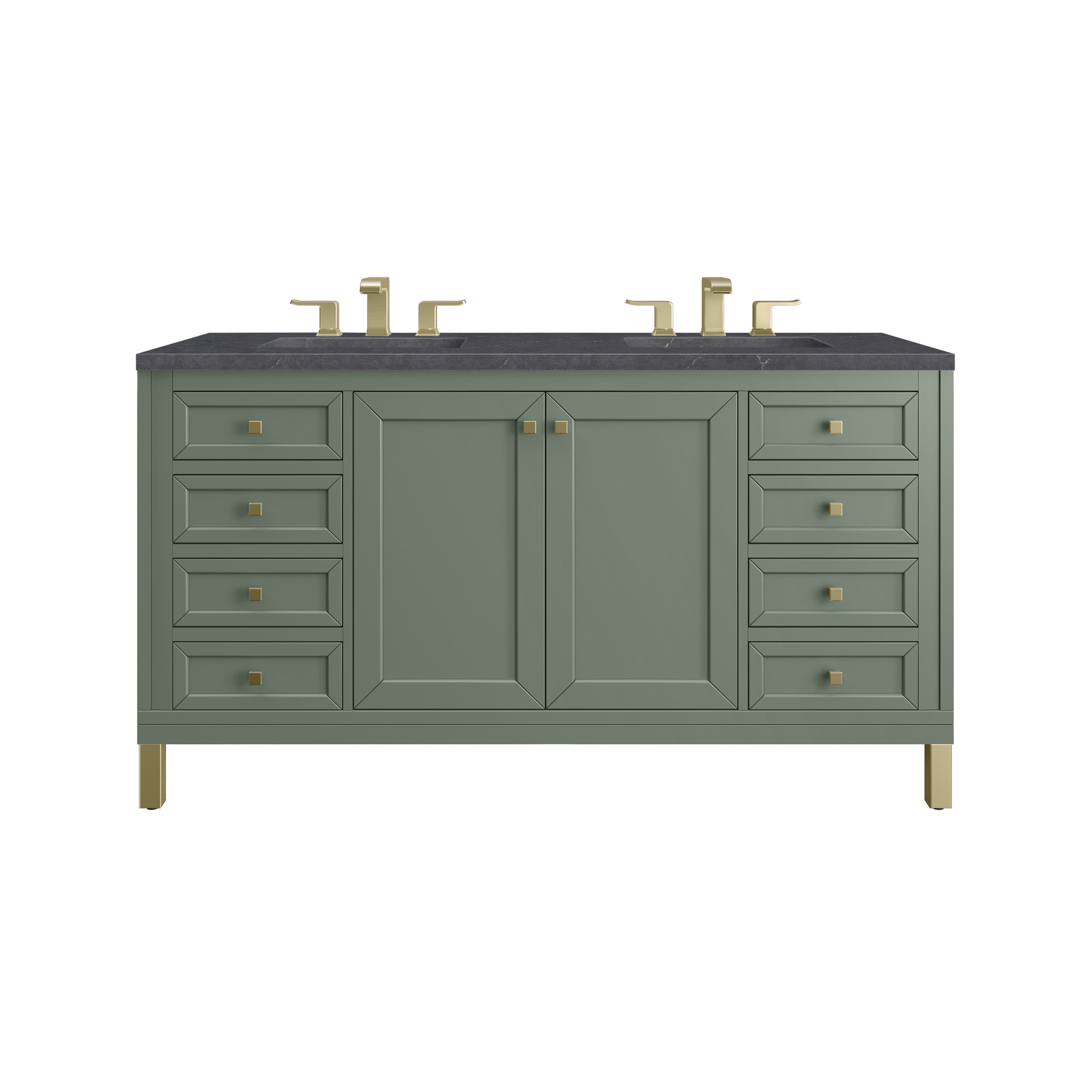 James Martin Chicago 60" Double Vanity in Smokey Celadon with 3cm Countertop
