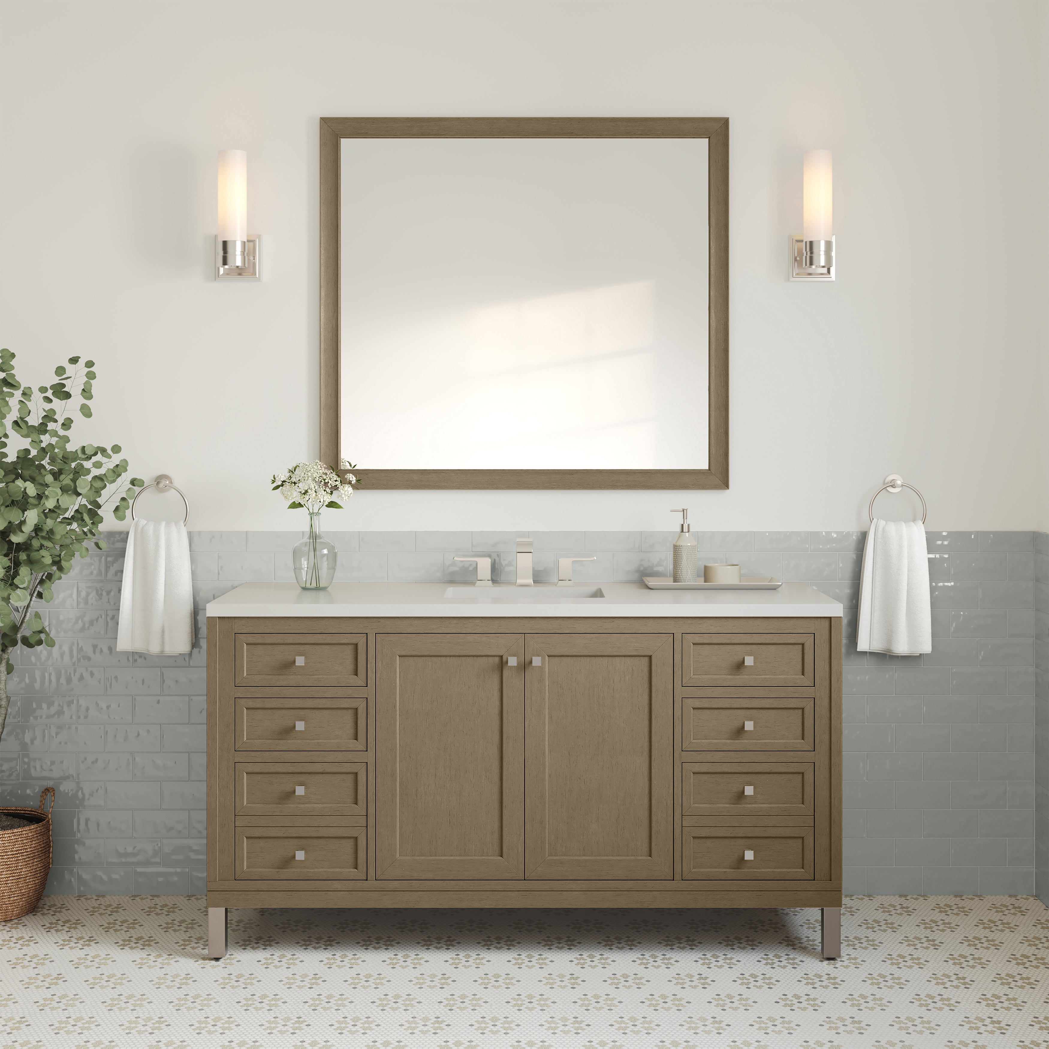 James Martin Chicago 60" Single Vanity in Walnut Whisper with 3cm Countertop