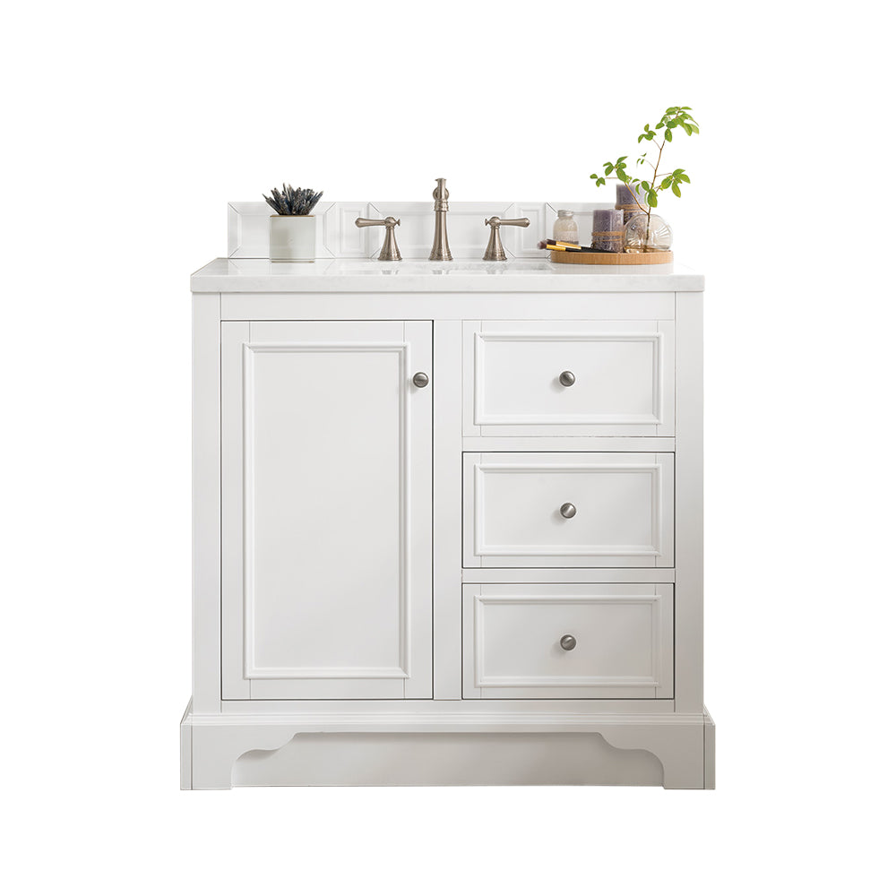 James Martin De Soto 36" Single Vanity in Bright White with 3cm Countertop