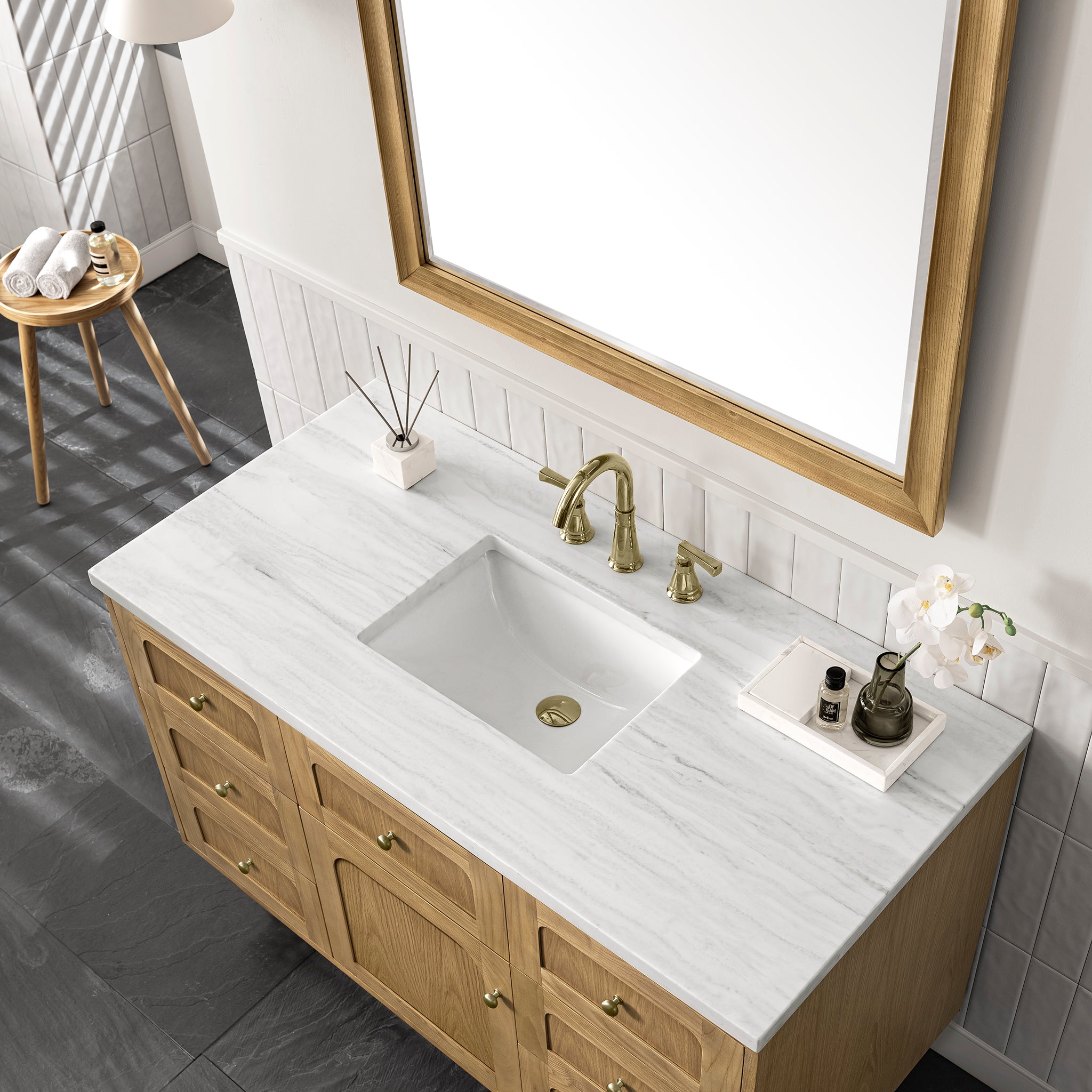 James Martin Laurent 48" Single Vanity in Light Natural Oak with 3cm Countertop