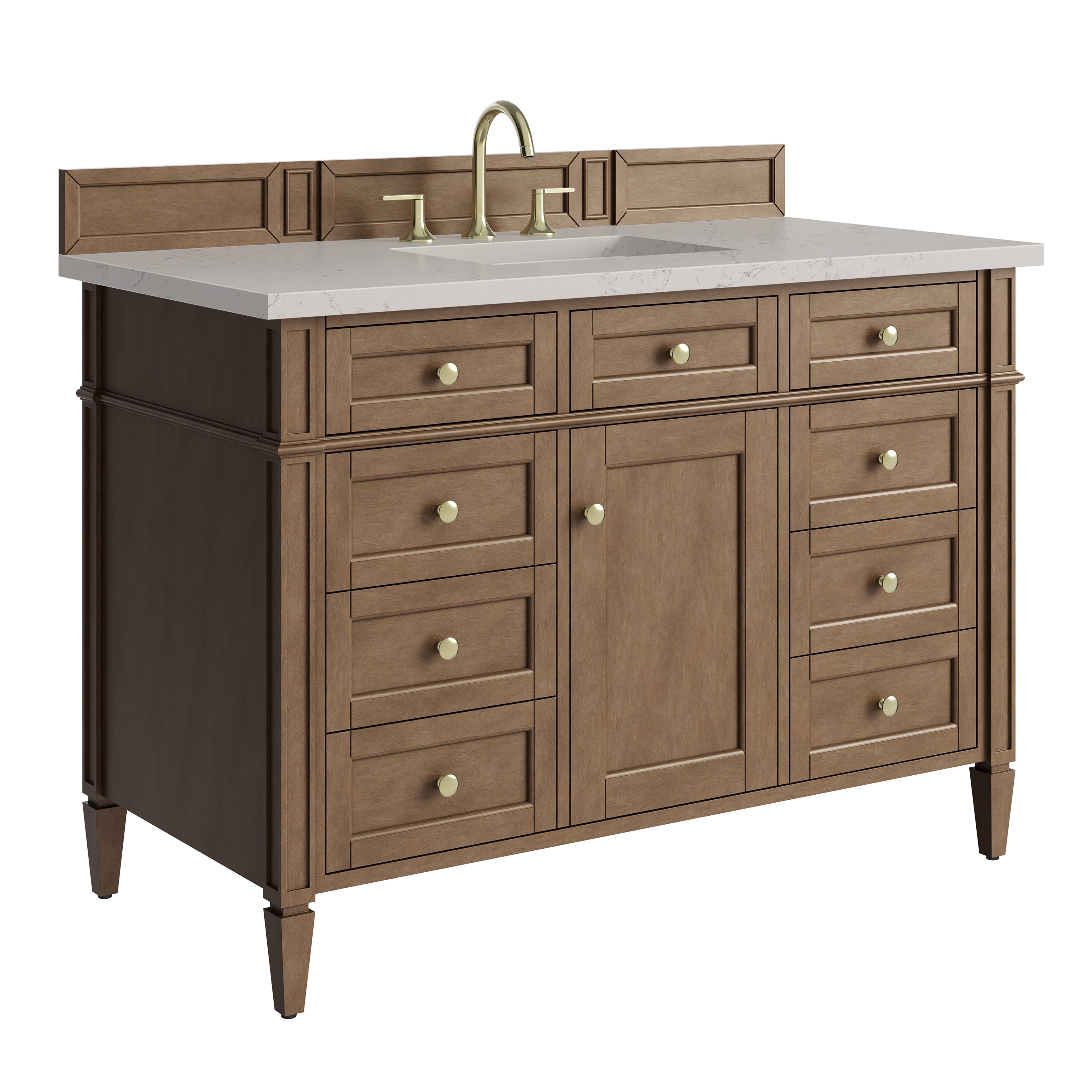 James Martin Brittany 48" Single Vanity in Pecan with 3cm Countertop and FreePower Wireless Charger