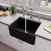 ALFI brand ABF2418 Smooth Apron 24" x 18" Single Bowl Fireclay Farm Sink