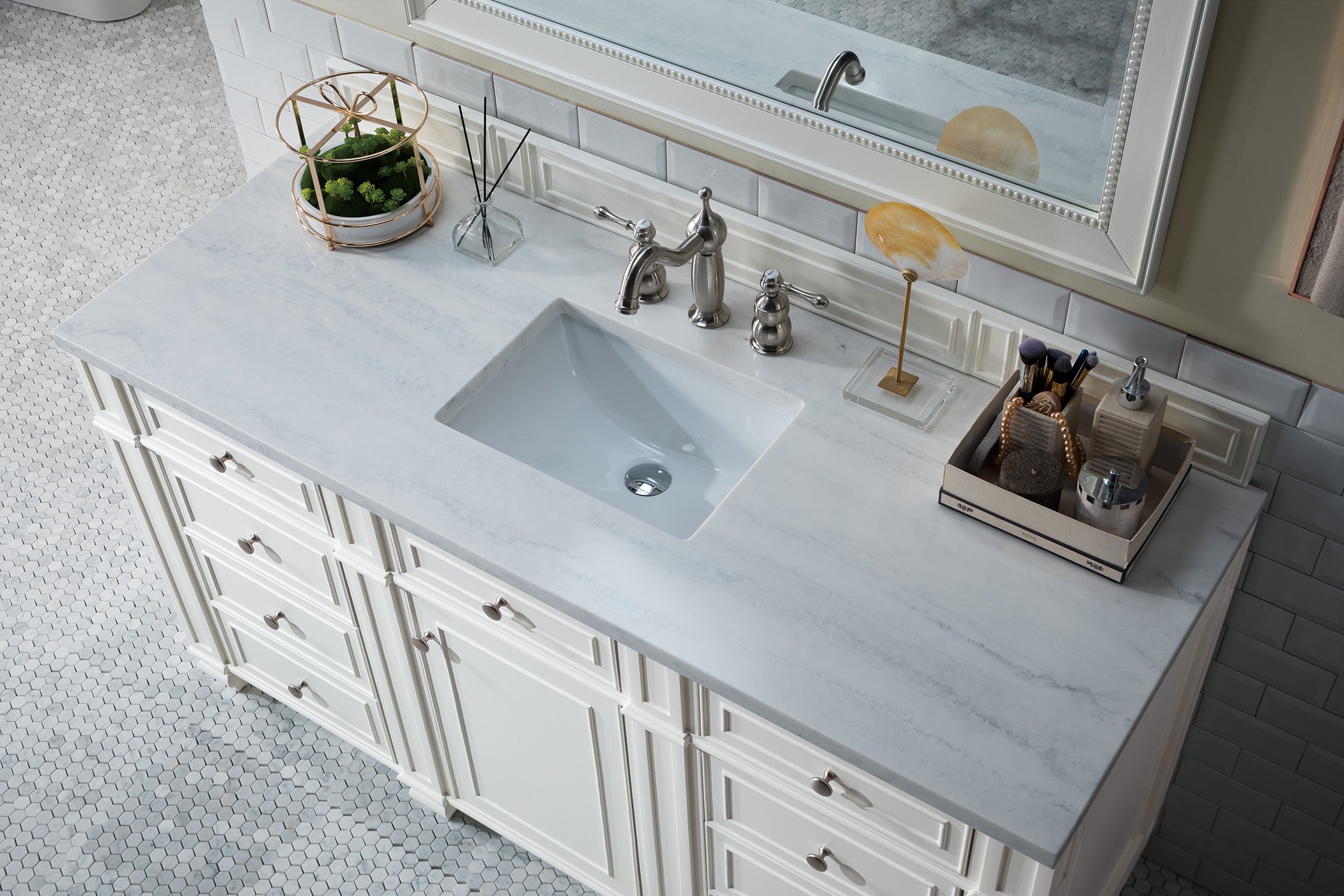 James Martin Bristol 60" Single Vanity in Bright White with 3cm Countertop