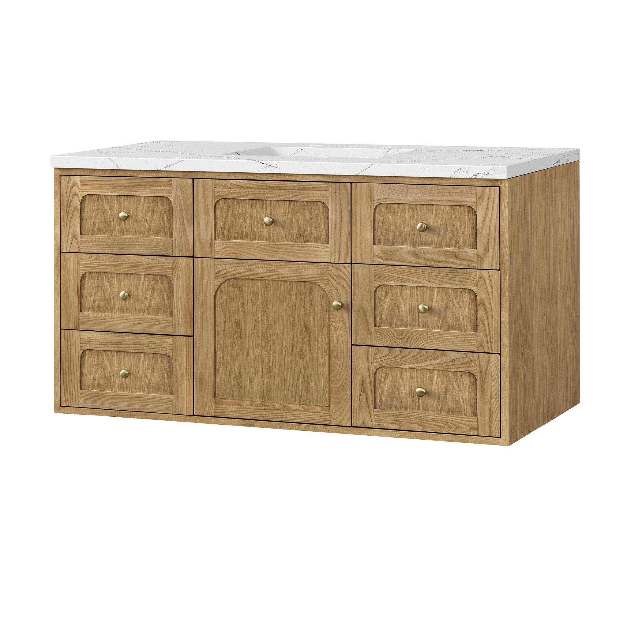 James Martin Laurent 48" Single Vanity in Light Natural Oak with 3cm Countertop and FreePower Wireless Charger