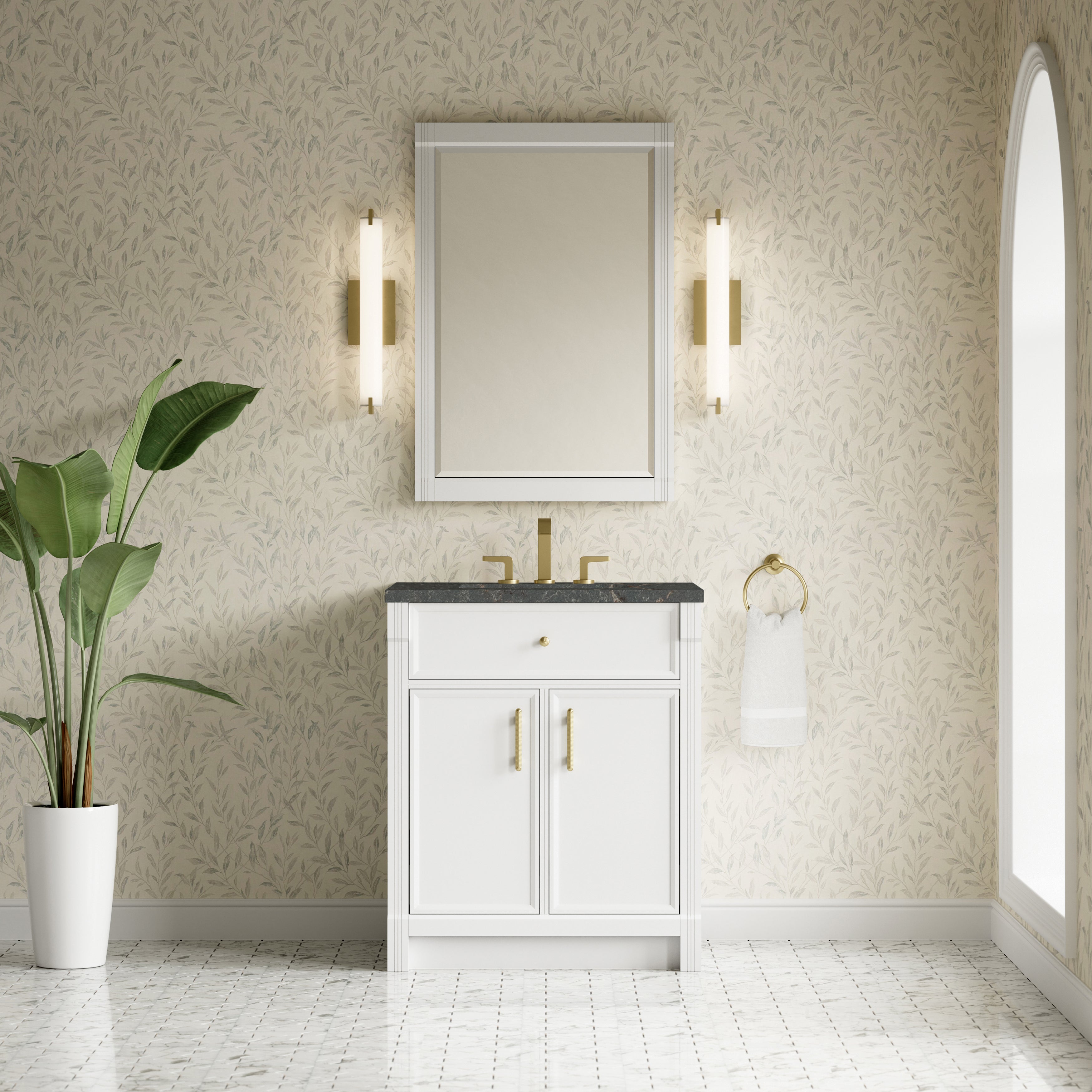 James Martin Bellshire 30" Single Vanity in Bright White with 3cm Countertop