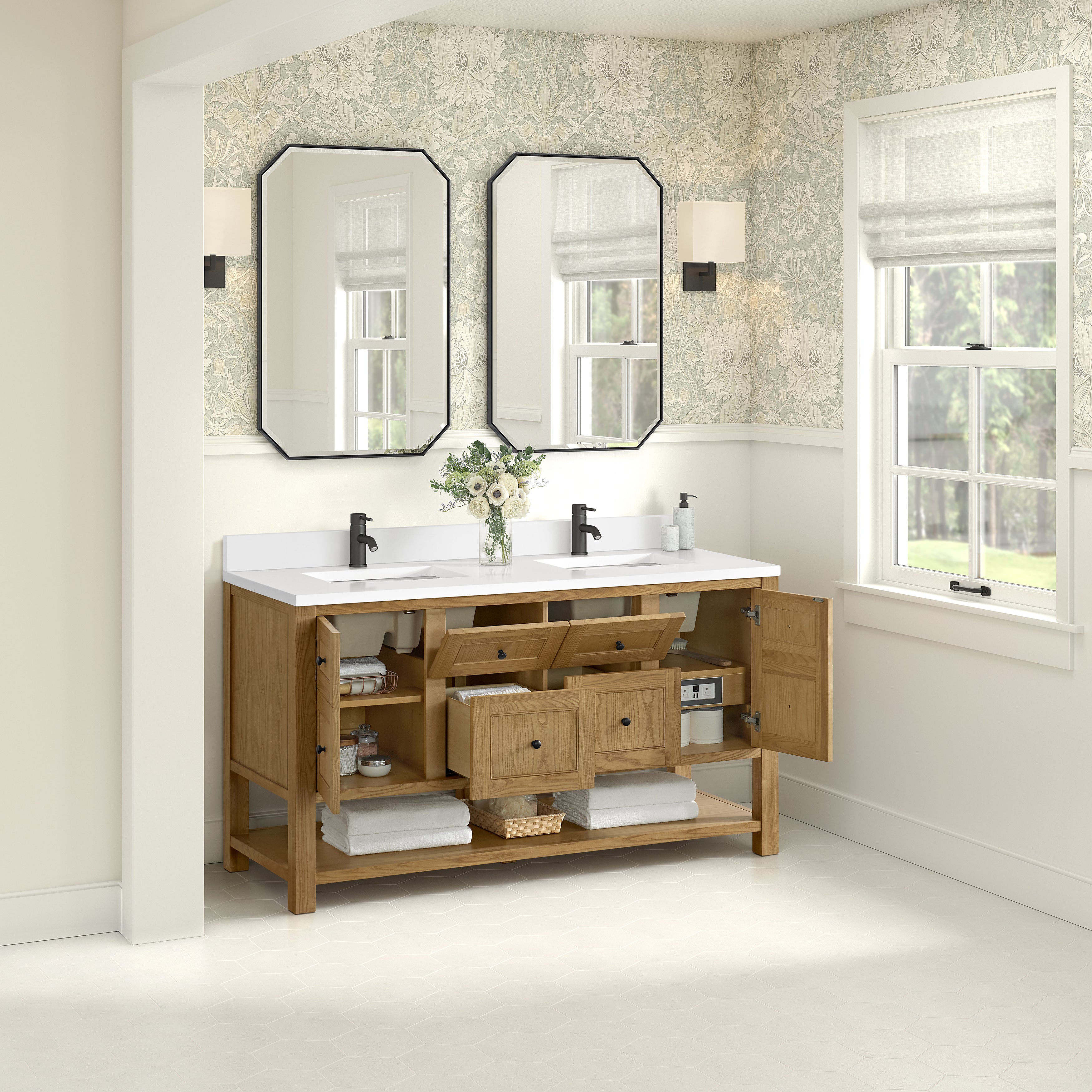 James Martin Breckenridge 60" Double Vanity in Light Natural Oak with 3cm Countertop