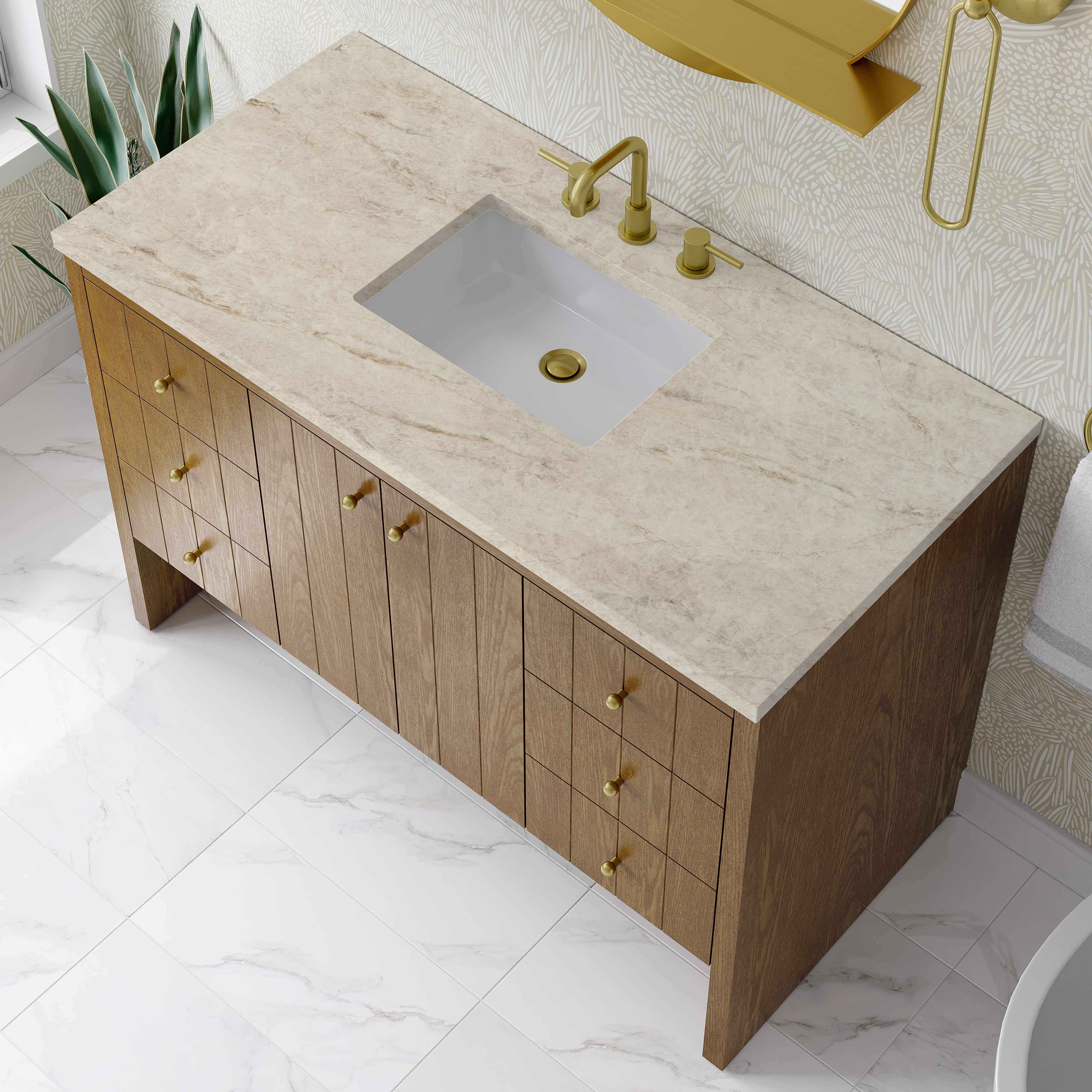 James Martin Hudson 48" Single Vanity in Honey Oak with 3cm Countertop