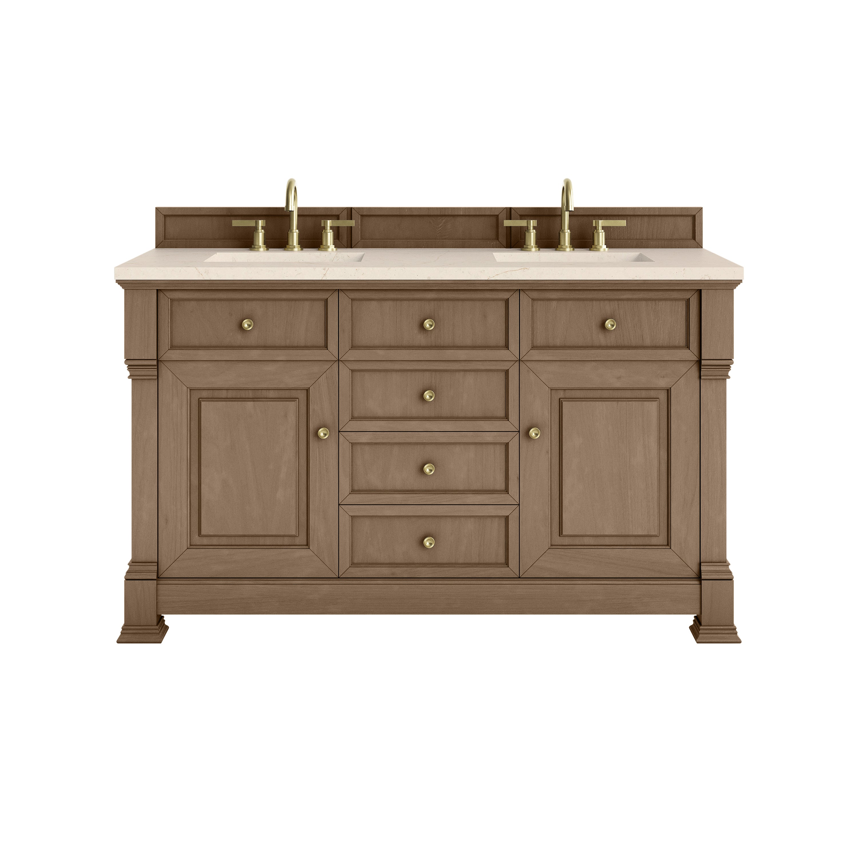 James Martin Brookfield 60" Double Vanity in Pecan with 3cm Countertop
