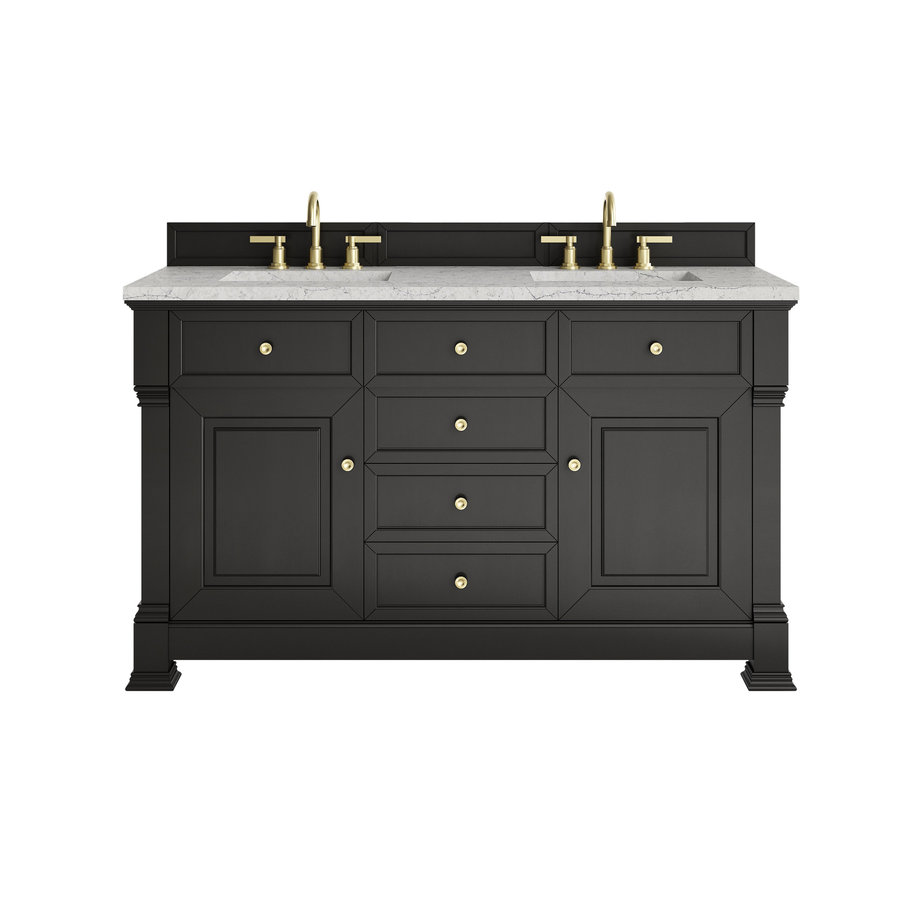 James Martin Brookfield 60" Double Vanity in Black Onyx with 3cm Countertop