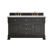 James Martin Brookfield 60" Double Vanity in Black Onyx with 3cm Countertop and FreePower Wireless Charger