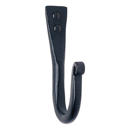 BESLAGSBODEN - Rustic Single Hook in Black Wrought Iron, Height 85 mm.