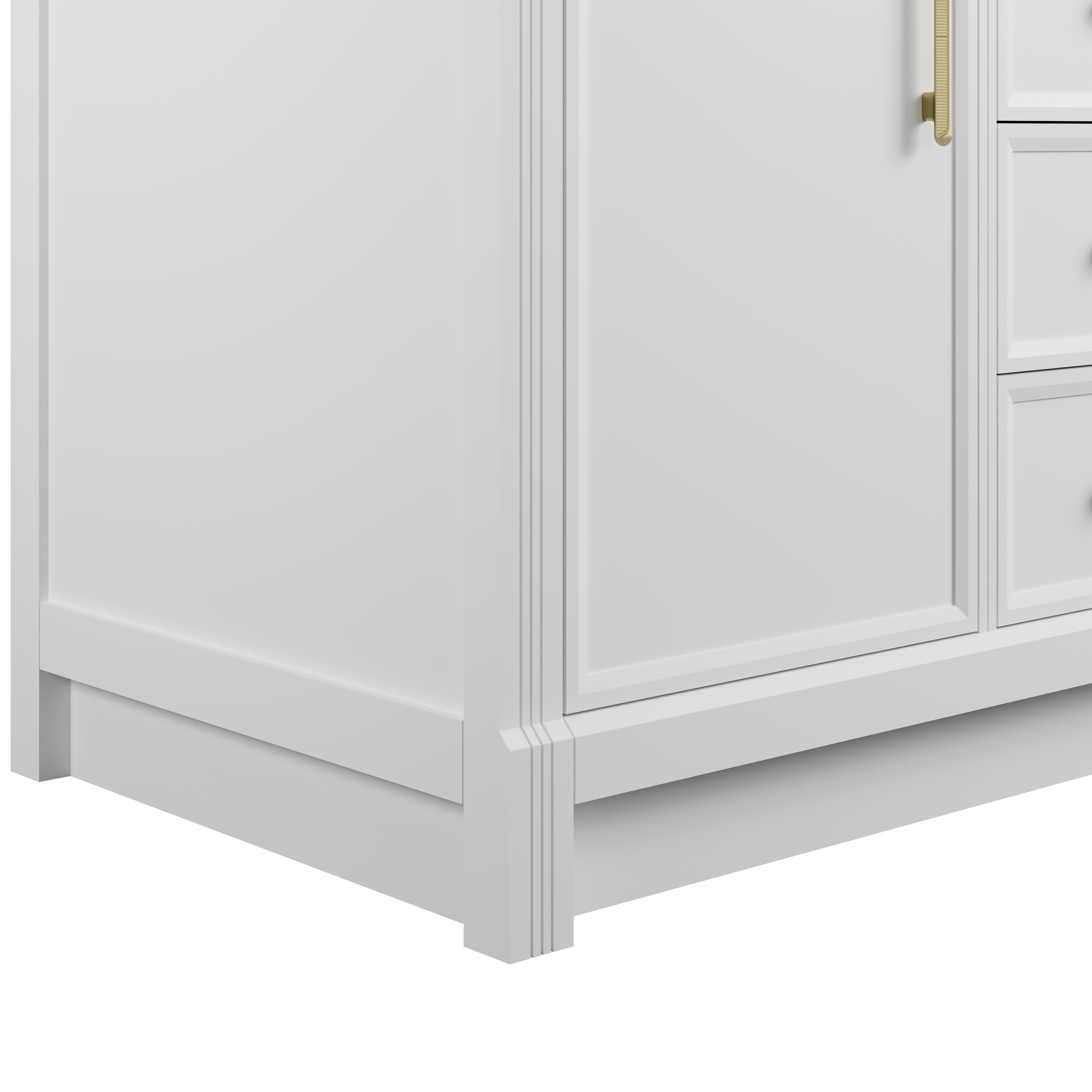 James Martin Bellshire 120" Dual Vanity Set with 24" Make-Up Counter in Bright White with 3cm Countertop