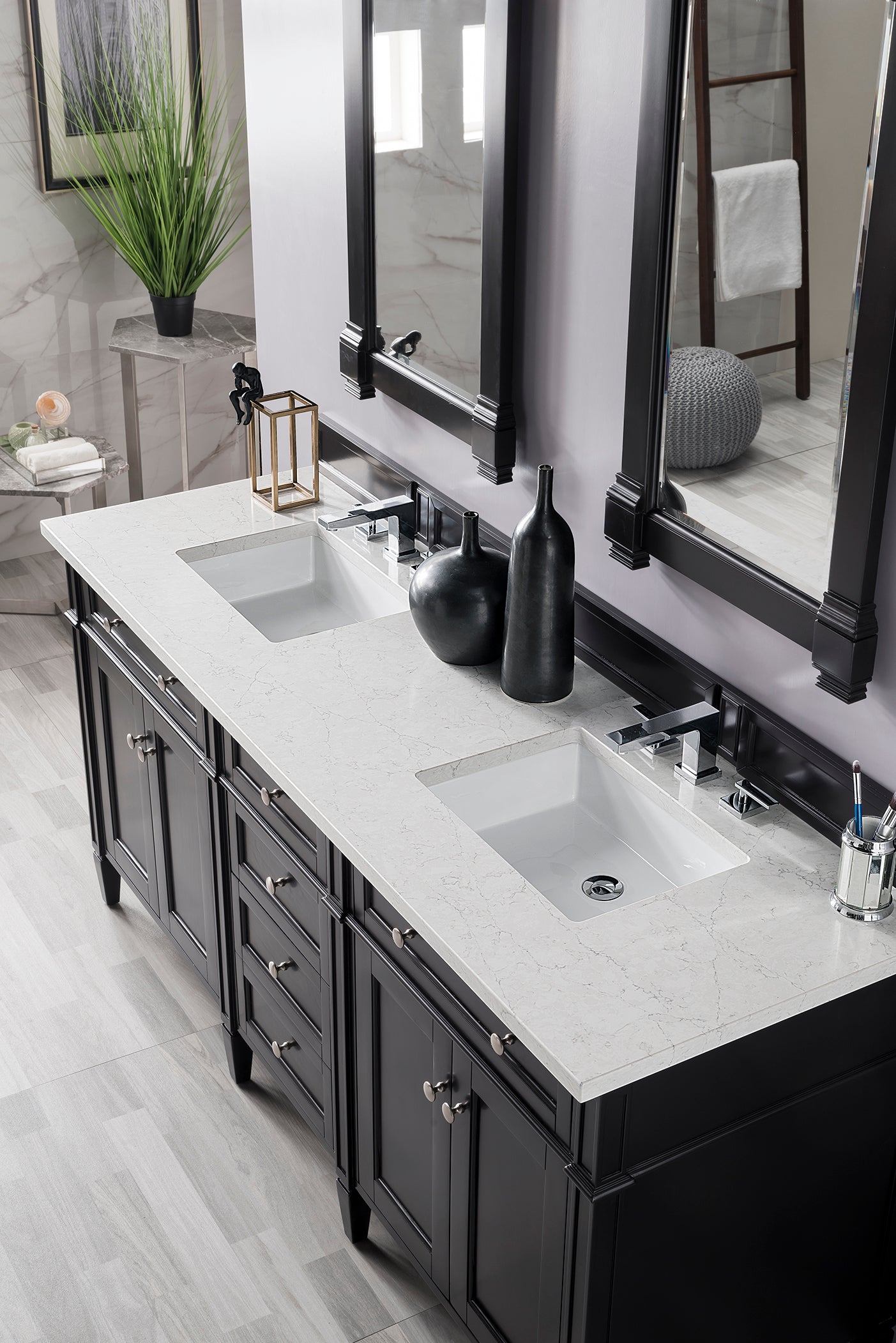James Martin Brittany 72" Double Vanity in Black Onyx with 3cm Countertop