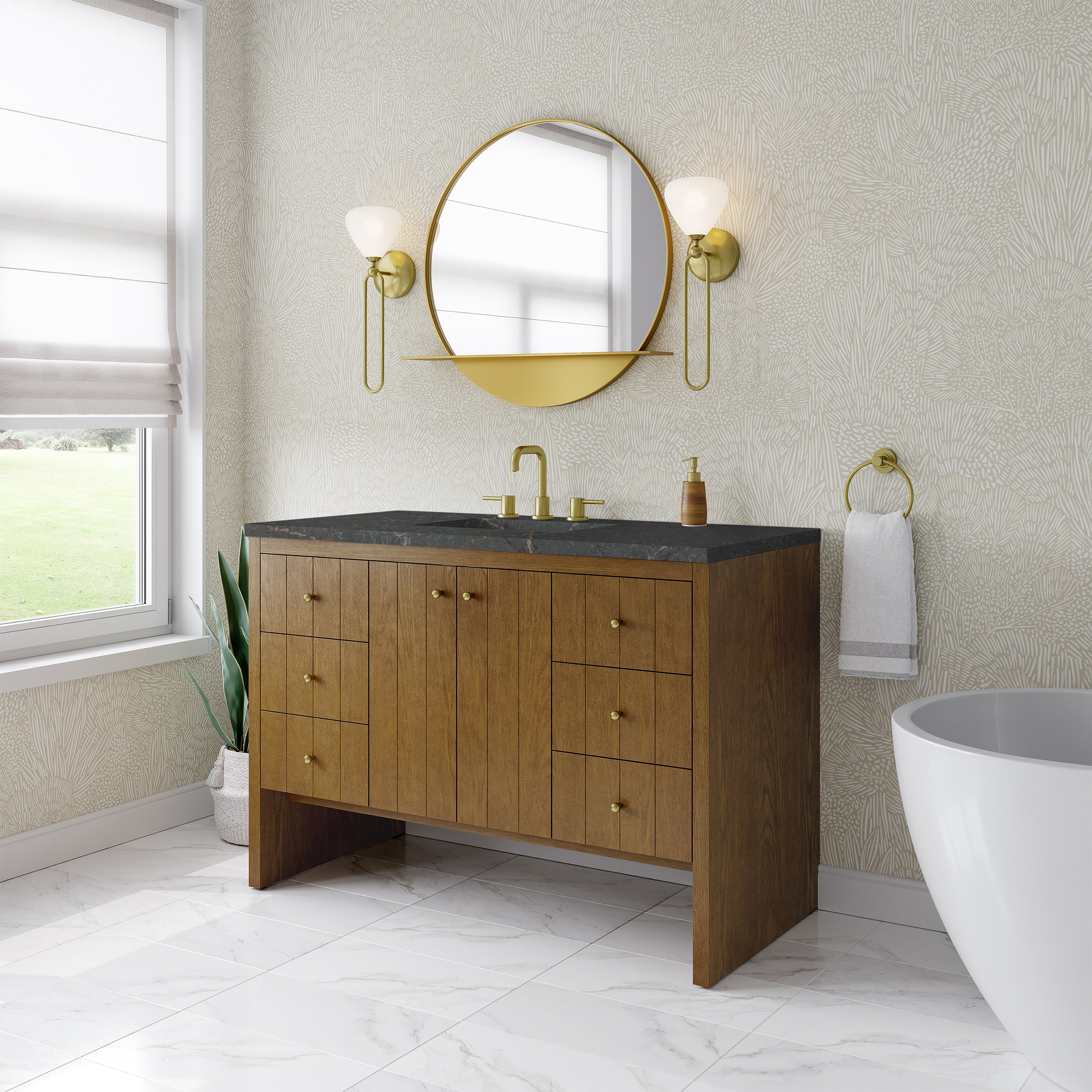 James Martin Hudson 48" Single Vanity in Honey Oak with 3cm Countertop
