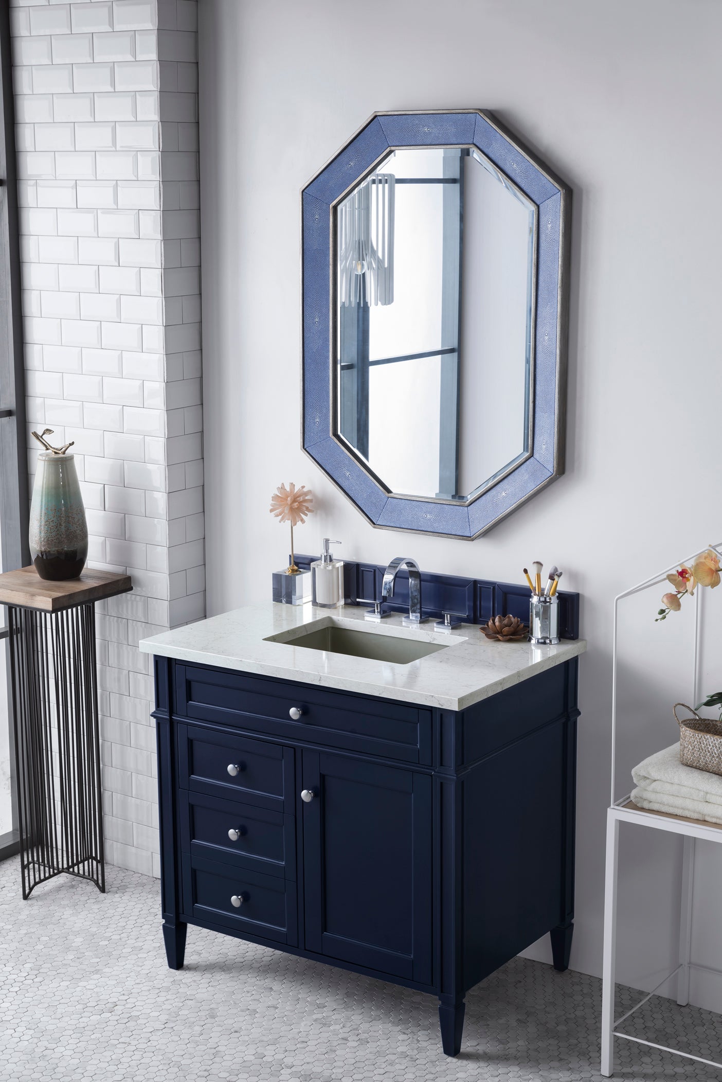James Martin Brittany 36" Single Vanity in Victory Bleu with 3cm Countertop