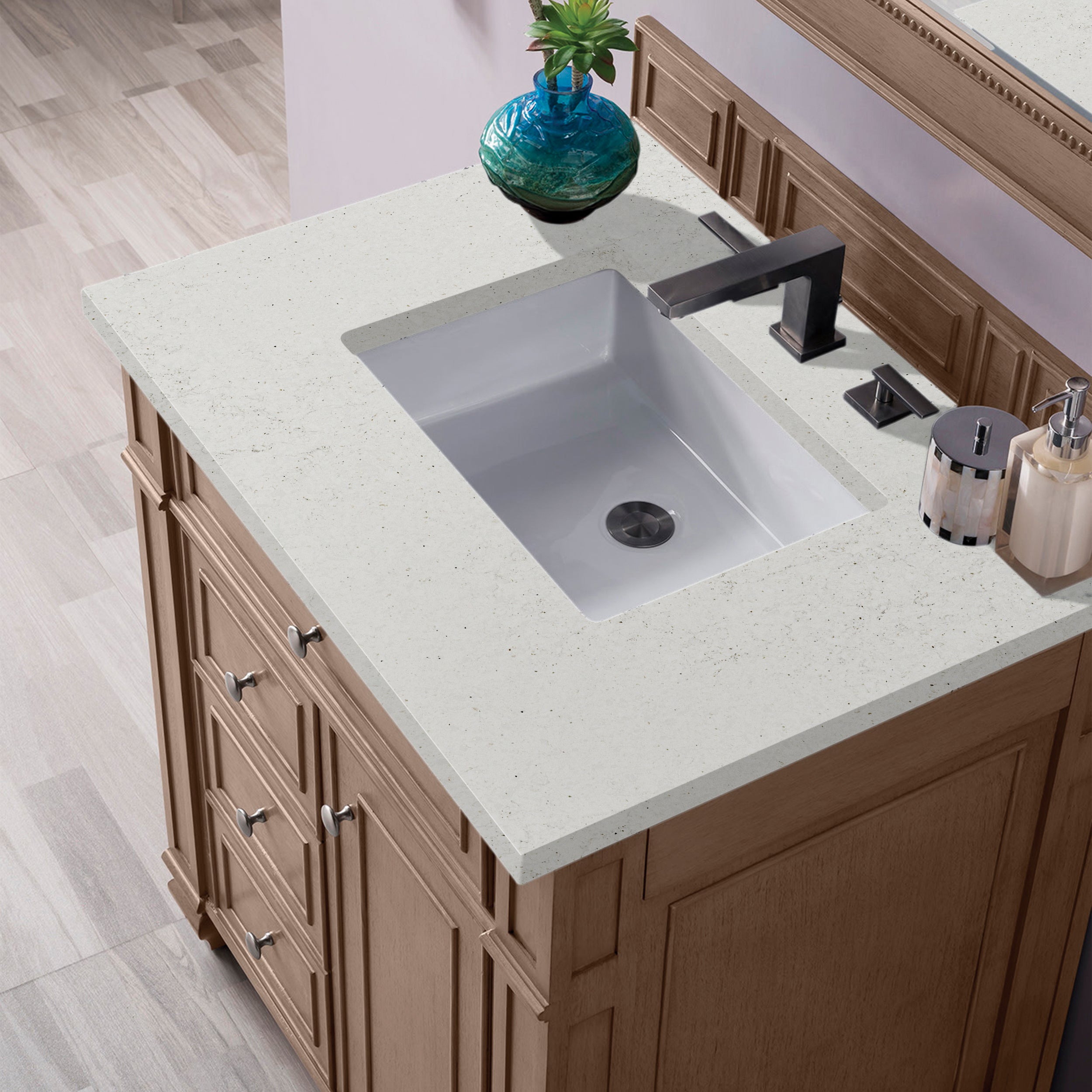 James Martin Bristol 30" Single Vanity in Whitewashed Walnut with 3cm Countertop