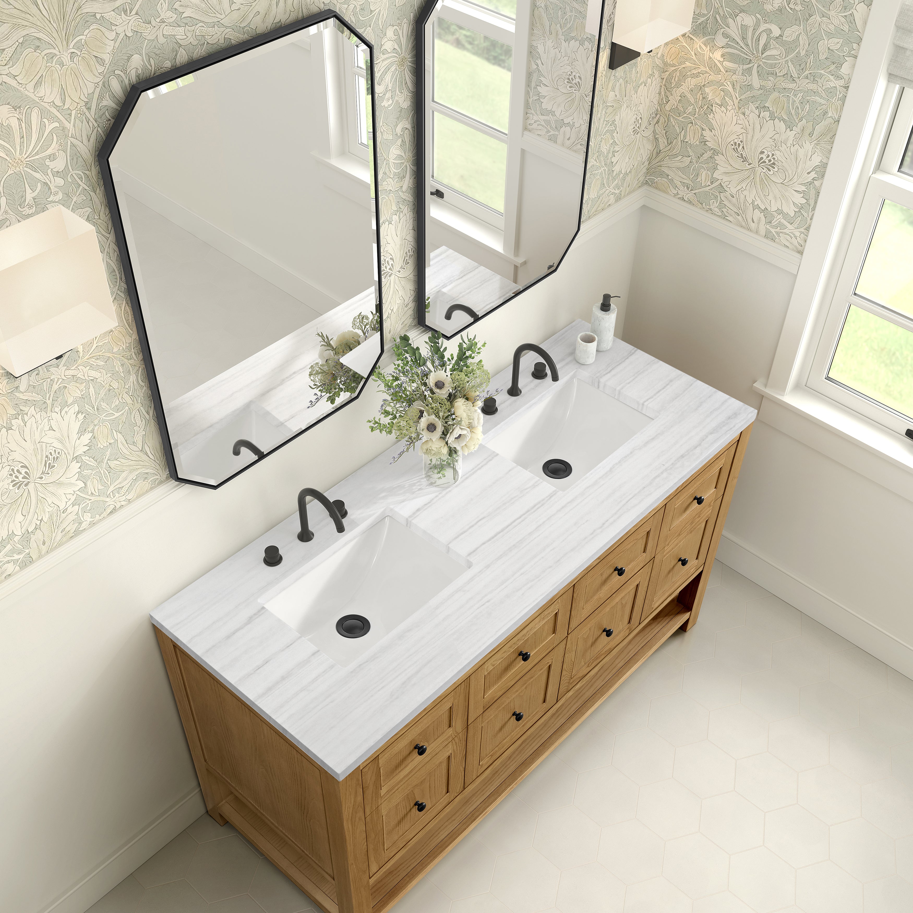 James Martin Breckenridge 60" Double Vanity in Light Natural Oak with 3cm Countertop