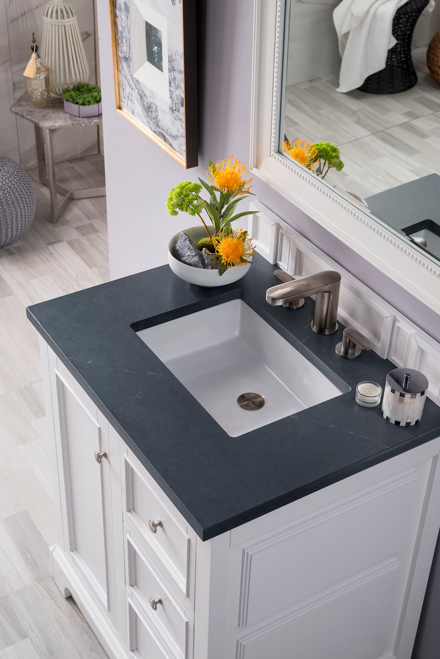 James Martin De Soto 30" Single Vanity in Bright White with 3cm Countertop