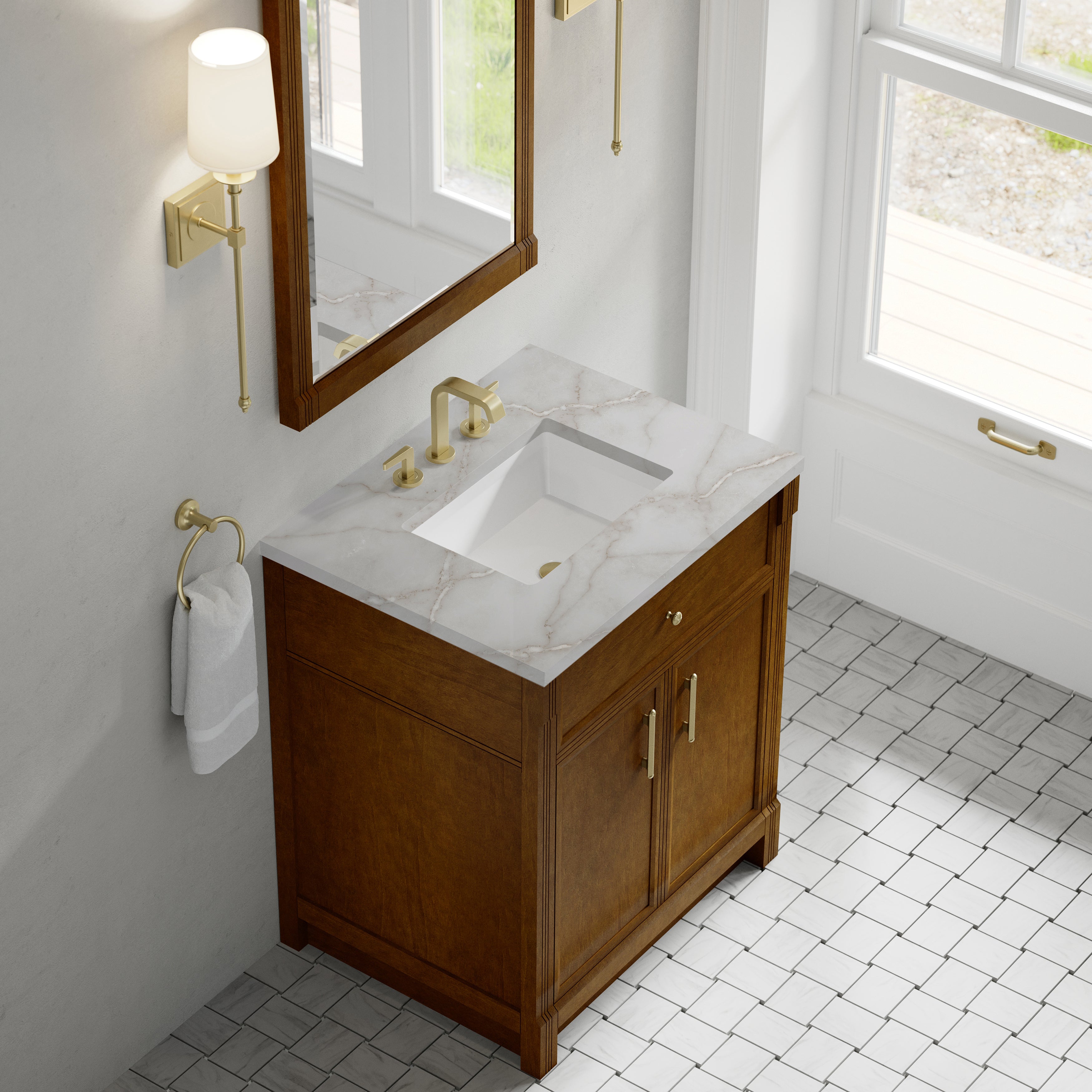 James Martin Bellshire 30" Single Vanity in Honey Oak with 3cm Countertop