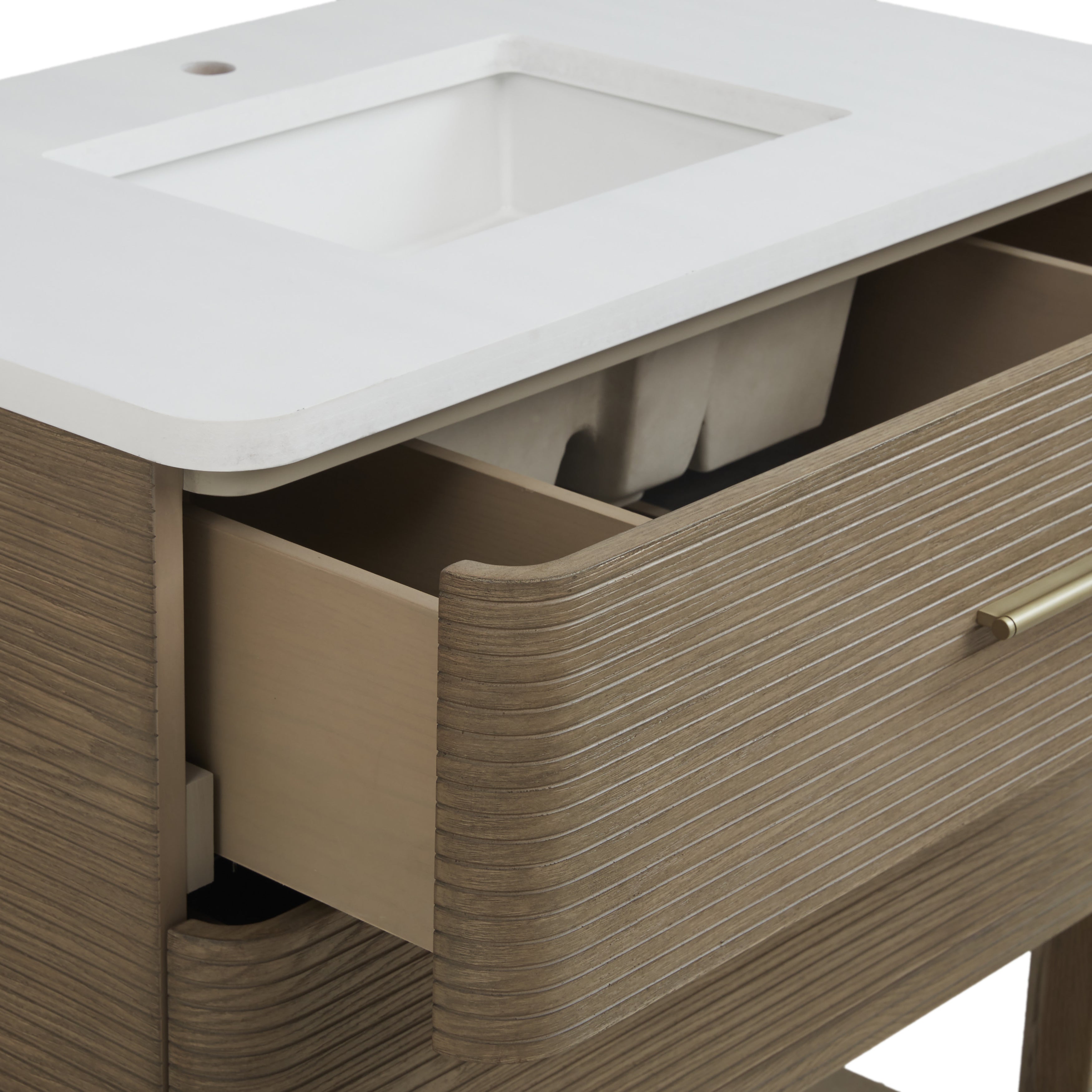 James Martin Lucian 36" Single Vanity in Pebble Oak with 3cm Countertop