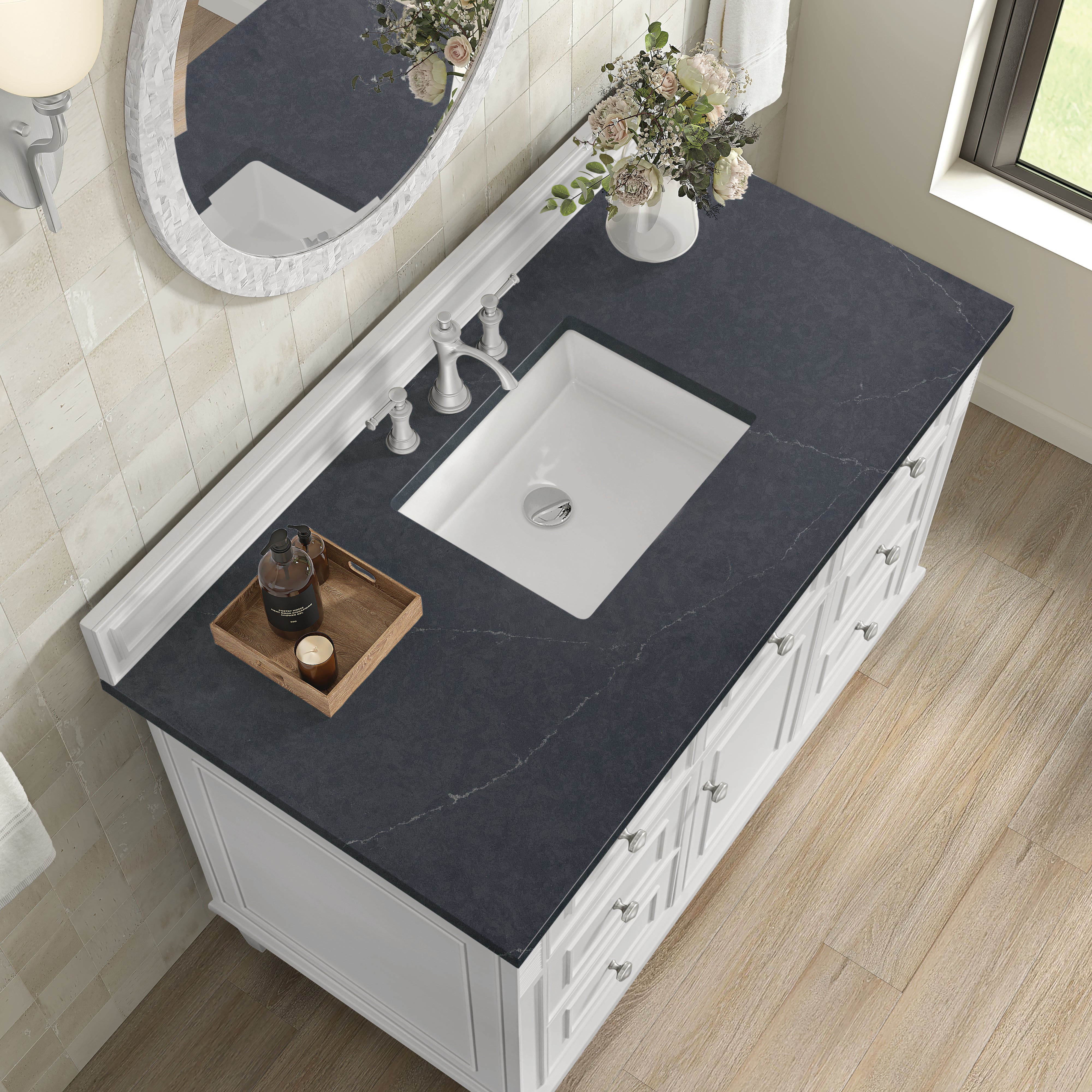 James Martin Lorelai 48" Single Vanity in Bright White with 3cm Countertop