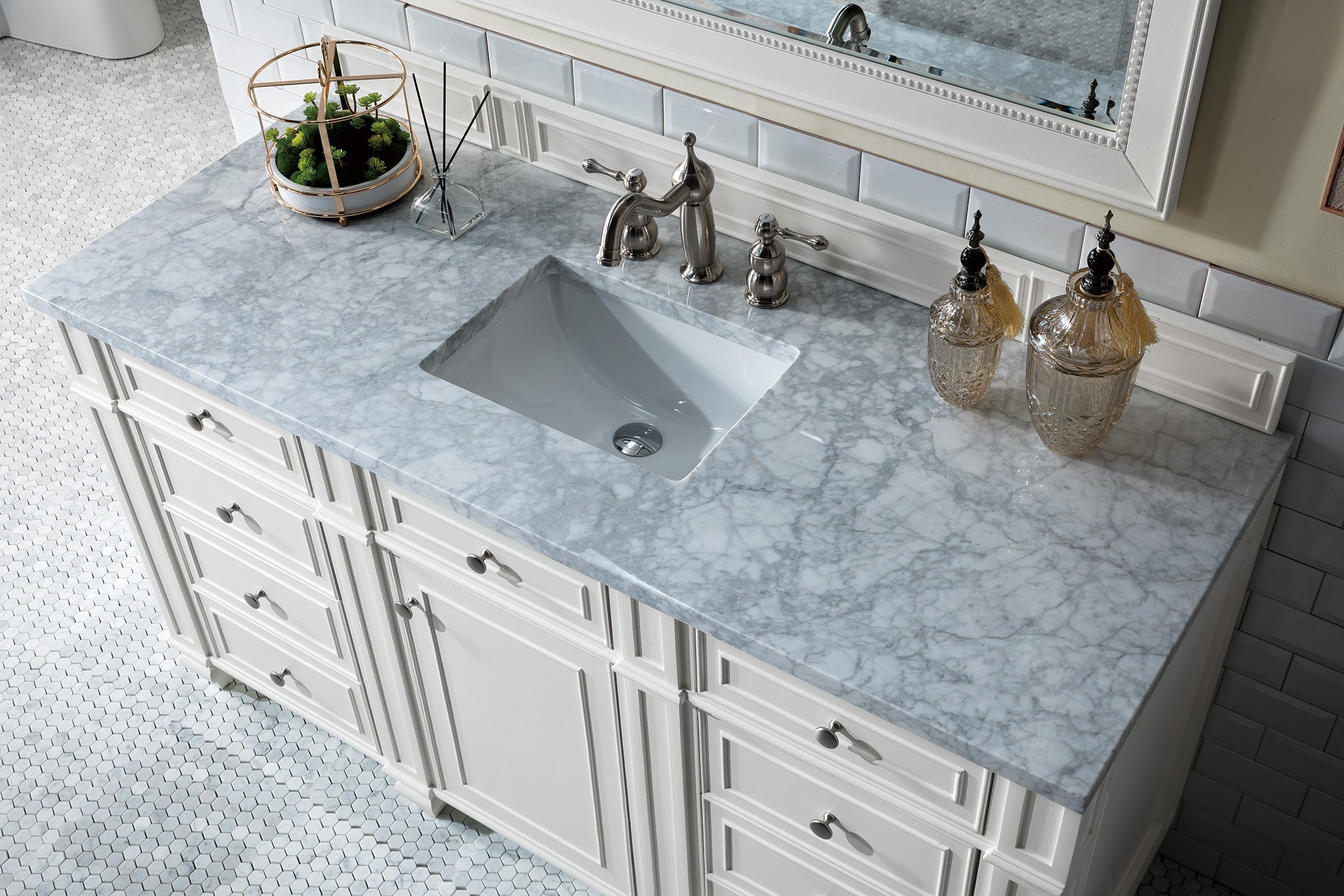 James Martin Bristol 60" Single Vanity in Bright White with 3cm Countertop