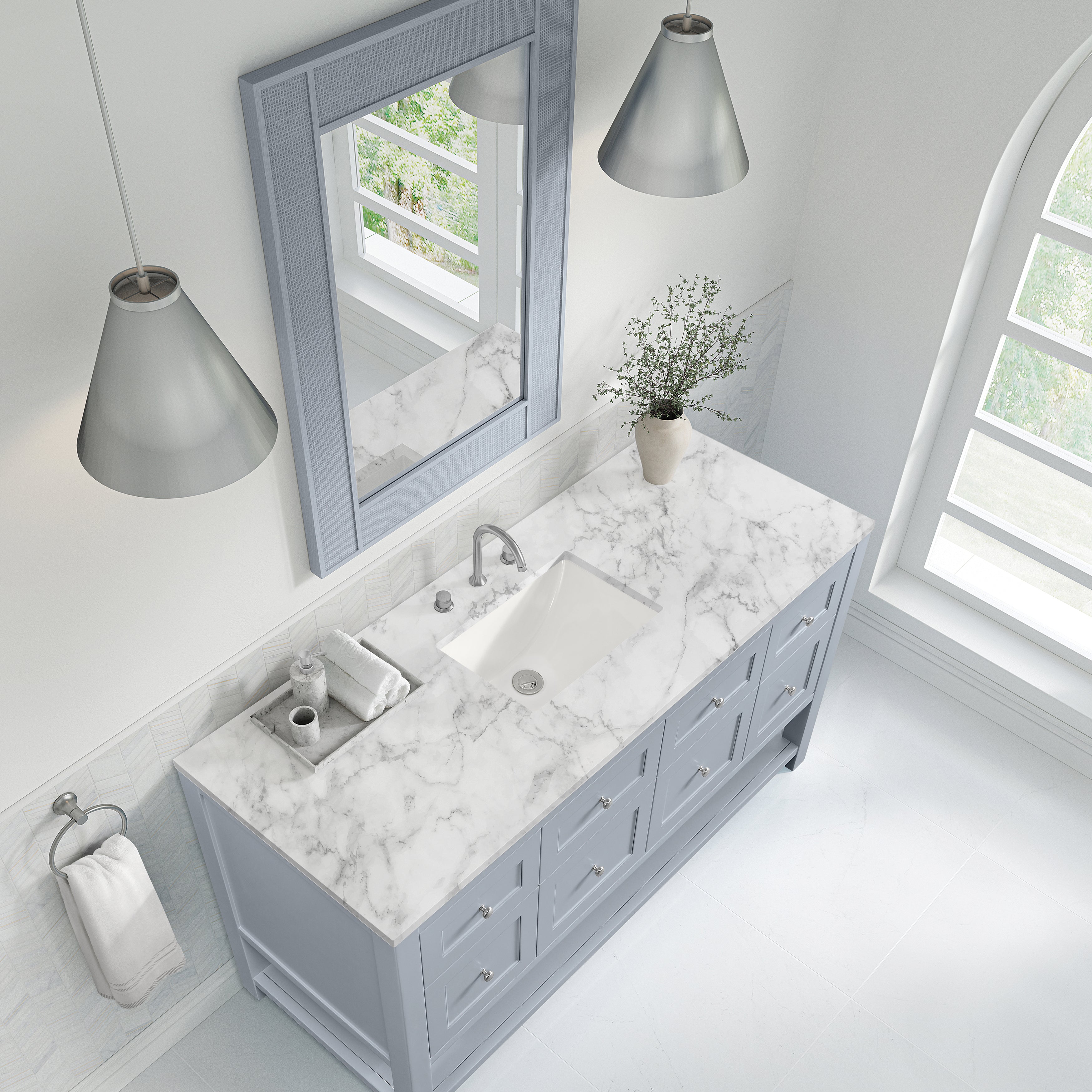 James Martin Breckenridge 60" Single Vanity in Serenity Blue with 3cm Countertop