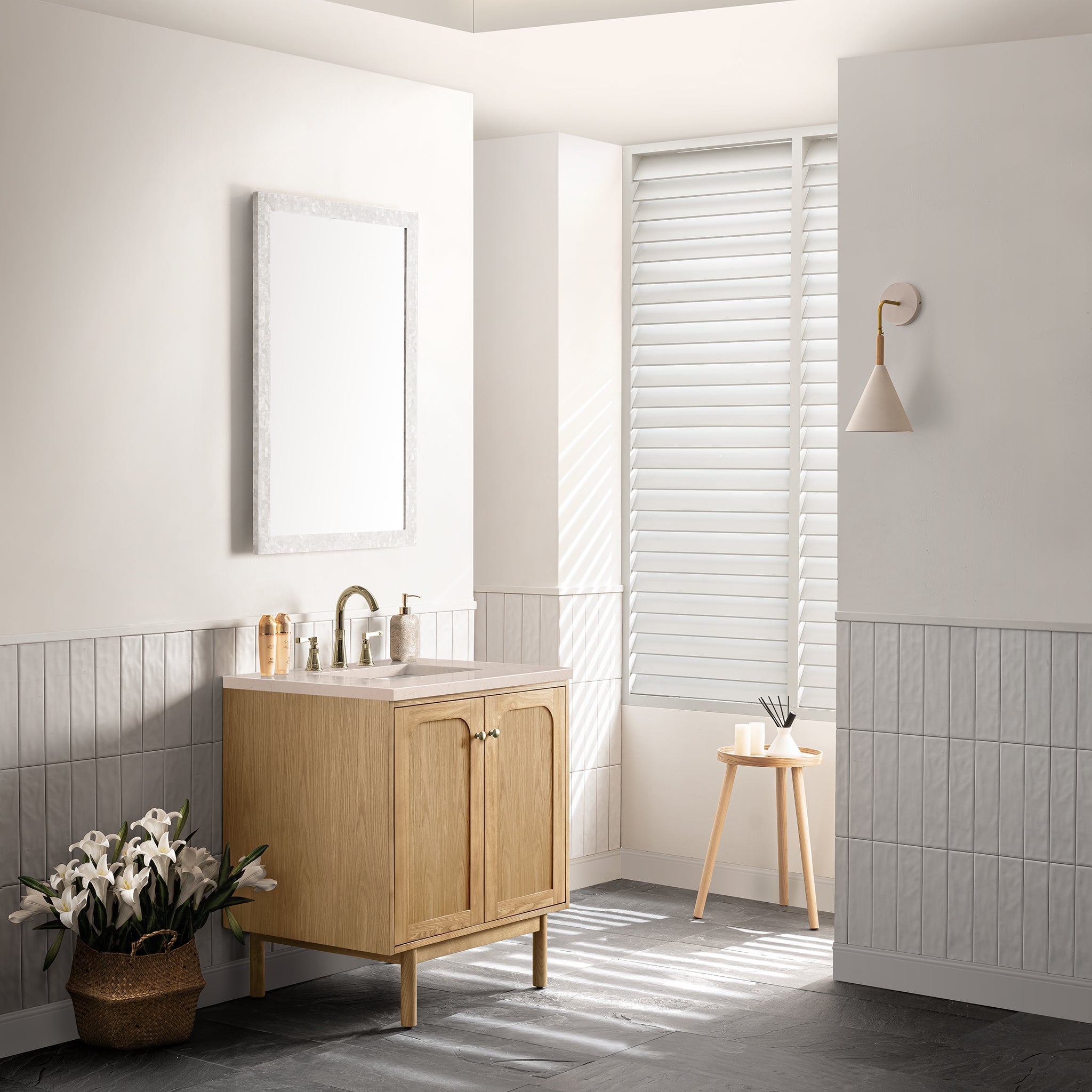 James Martin Laurent 30" Single Vanity in Light Natural Oak with 3cm Countertop