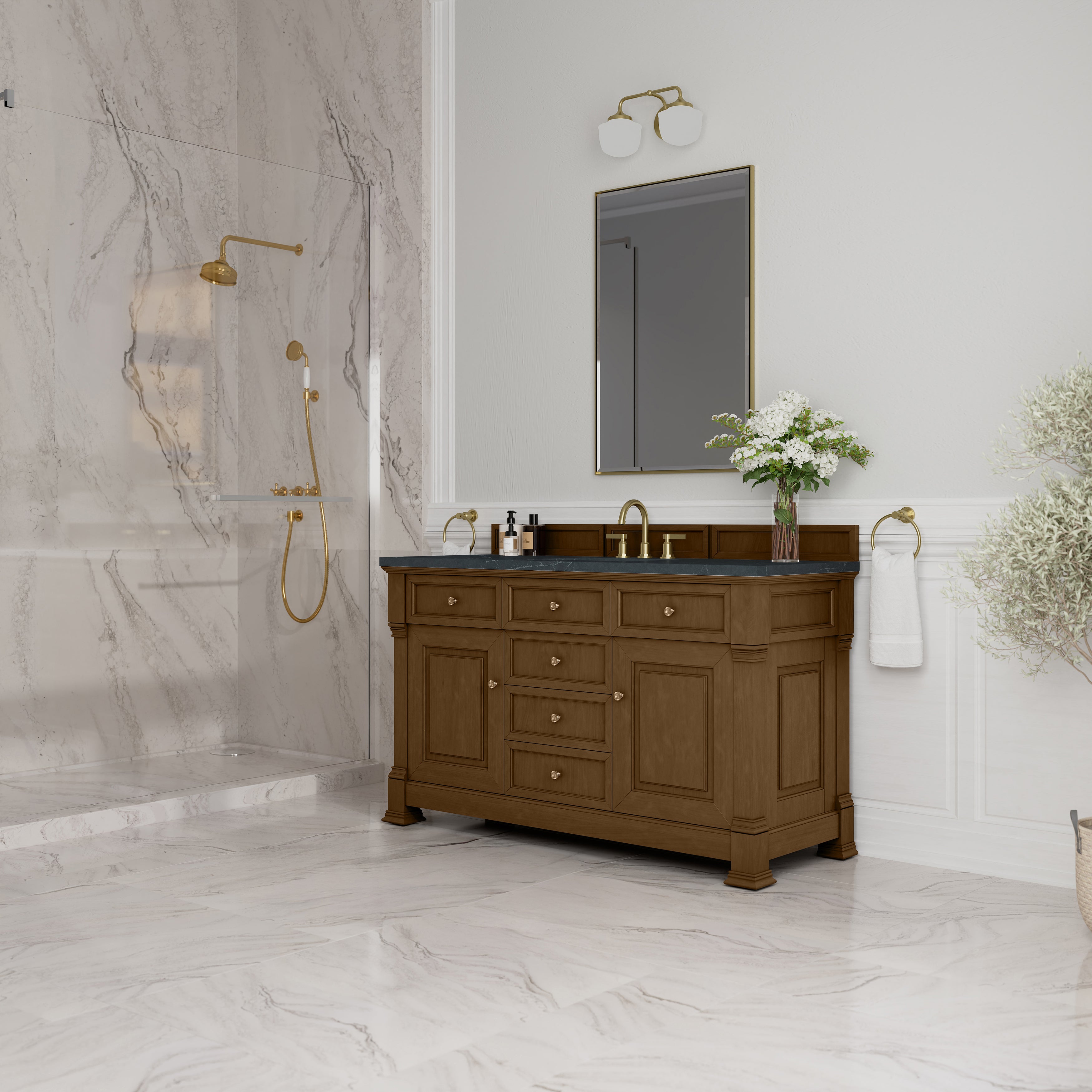 James Martin Brookfield 60" Single Vanity in Honey Oak with 3cm Countertop