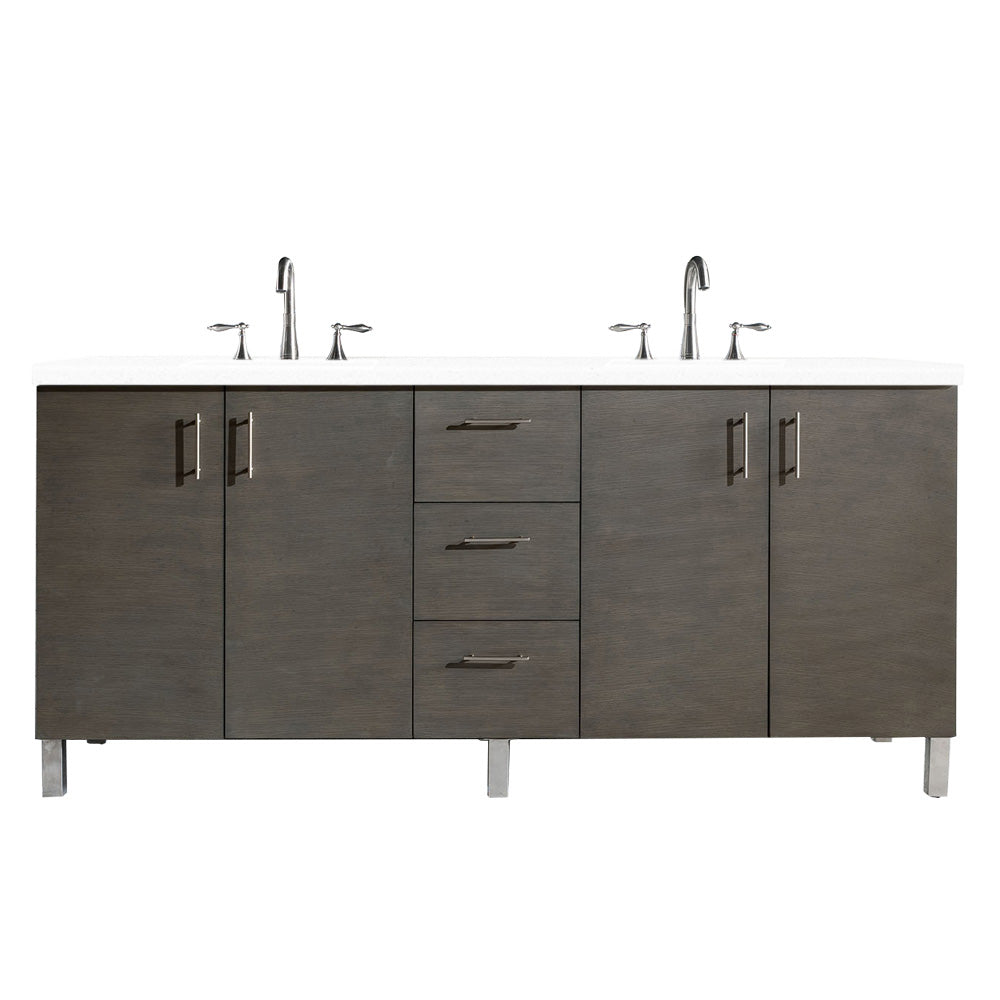 James Martin Metropolitan 72" Double Vanity in Silver Oak with 3cm Countertop