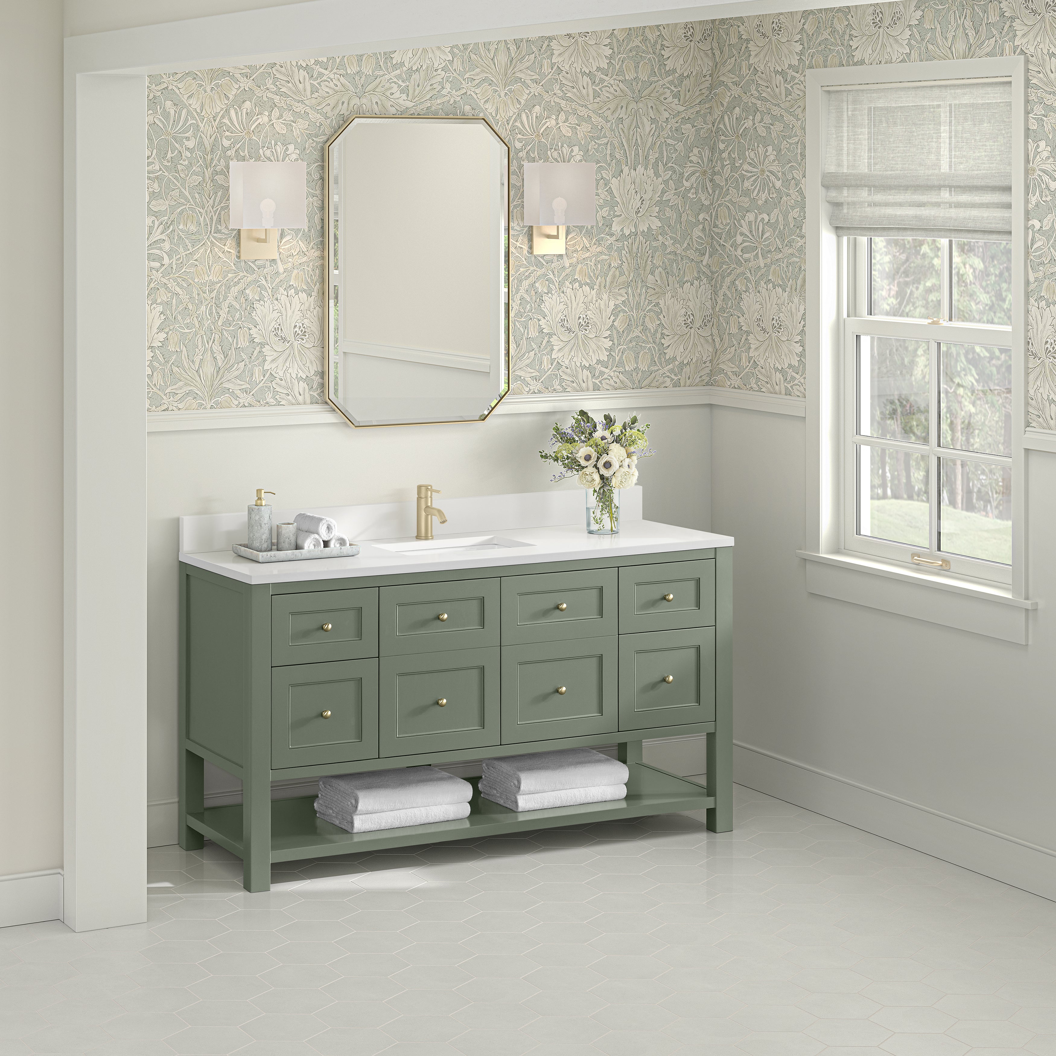 James Martin Breckenridge 60" Single Vanity in Smokey Celadon with 3cm Countertop
